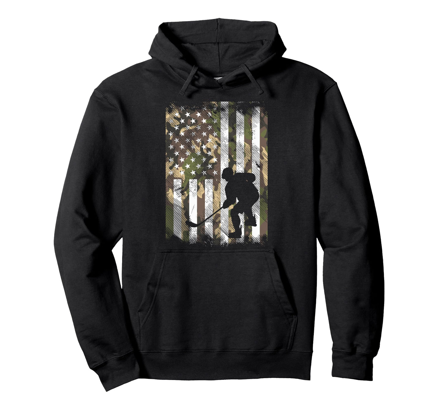 Camo Us Flag Ice Hockey Patriotic Player Hoodie - Graphic Print for Adults - T-Shirt, Sweatshirt, Hoodie