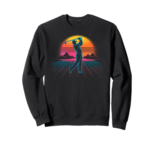 80S Synthwave Futuristic Golf Vibes Sweatshirt - Fun Novelty Design Unisex - T-Shirt, Sweatshirt, Hoodie