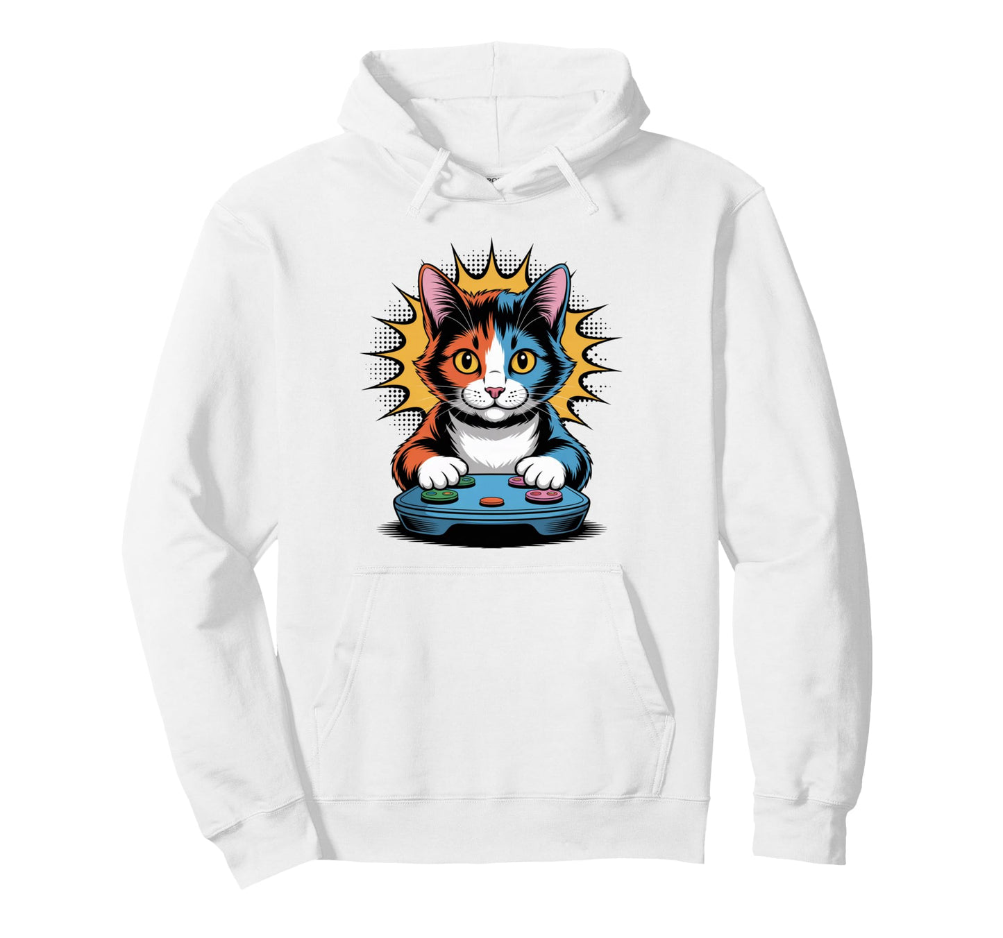 Pop Art Video Game Calico Cat Gaming Hoodie - Streetwear Style for Adults - T-Shirt, Sweatshirt, Hoodie