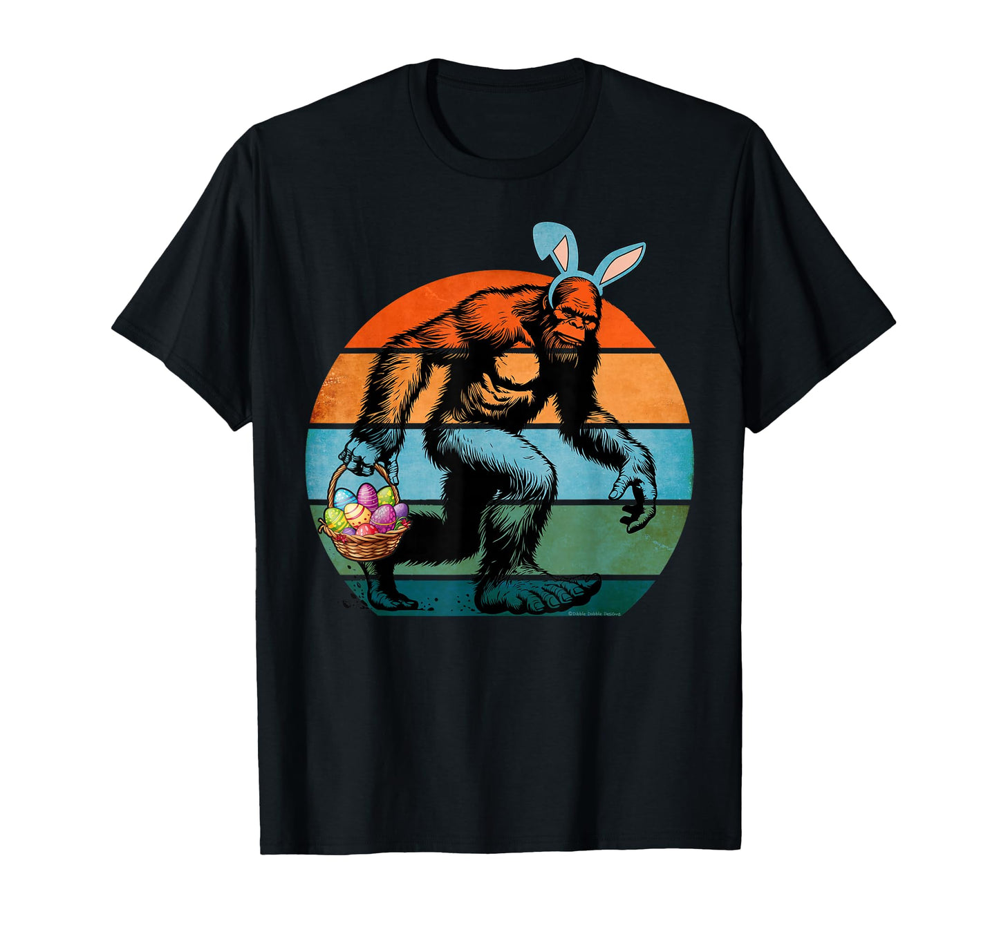 Funny Bigfoot Easter Basket Bunny Ears T-Shirt - Custom Art Print Unisex - T-Shirt, Sweatshirt, Hoodie