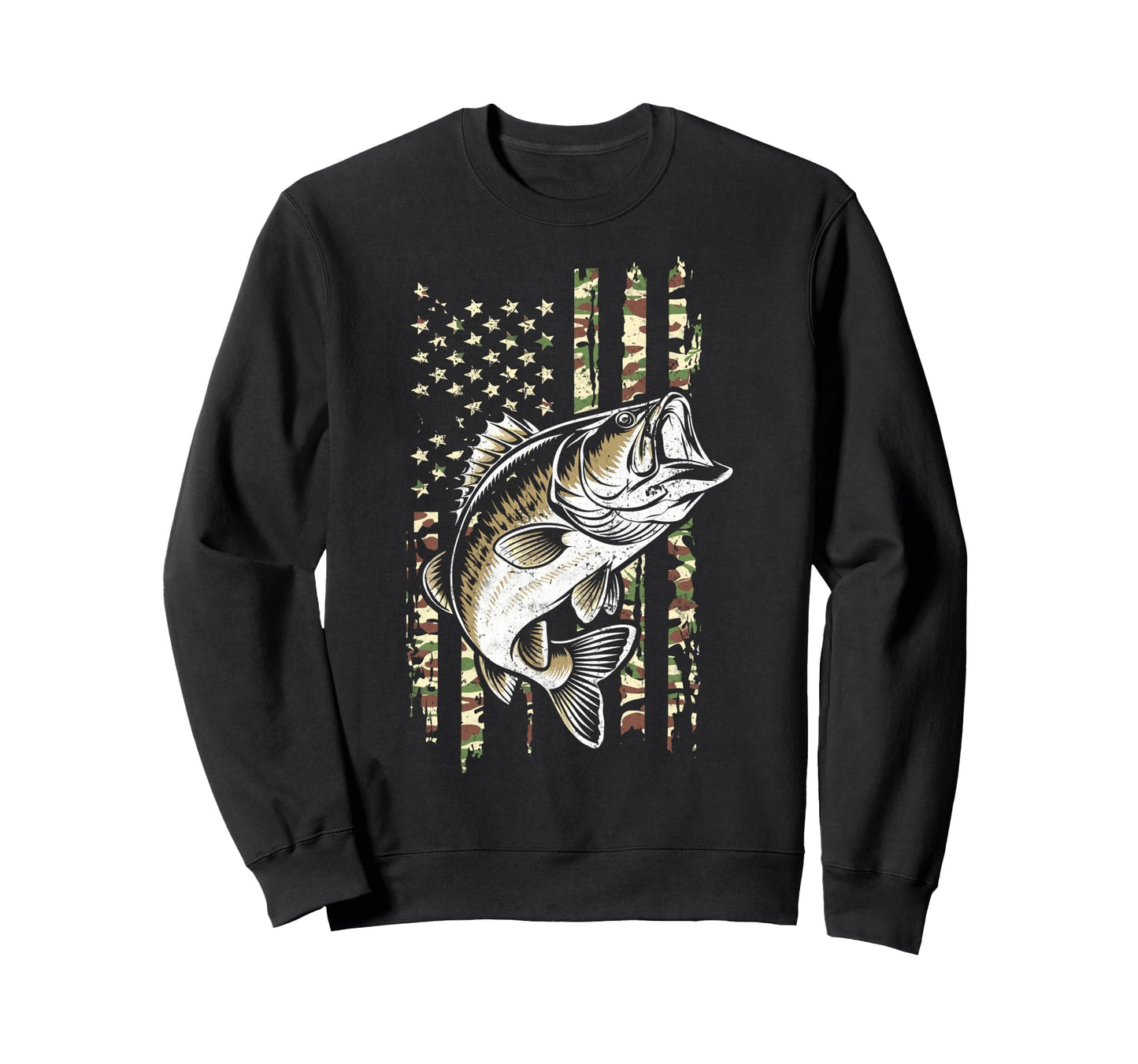 Us Camouflage Flag Fishing Sweatshirt - Casual Everyday Wear for Adults - T-Shirt, Sweatshirt, Hoodie