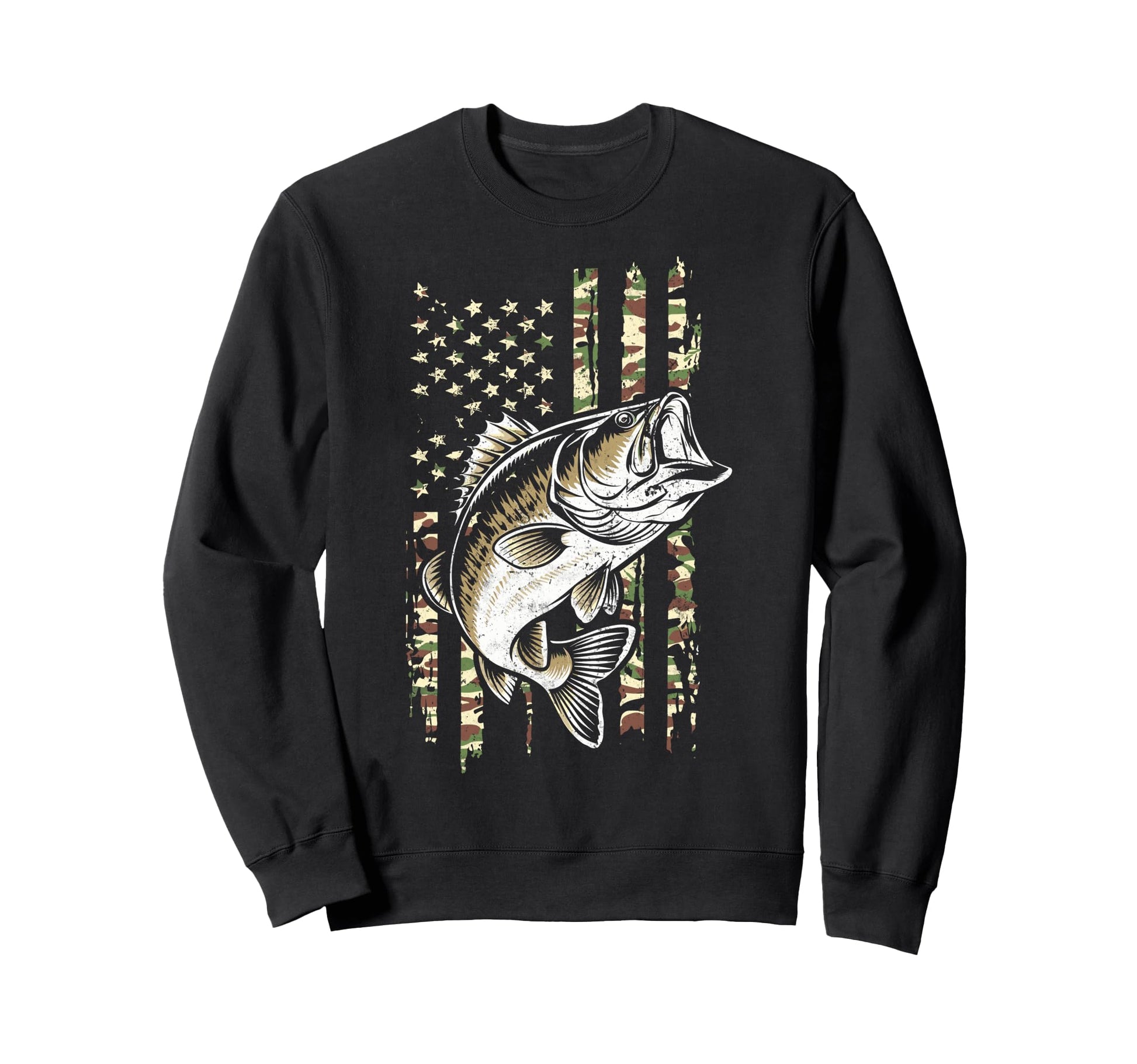 Us Camouflage Flag Fishing Sweatshirt - Casual Everyday Wear for Adults - T-Shirt, Sweatshirt, Hoodie