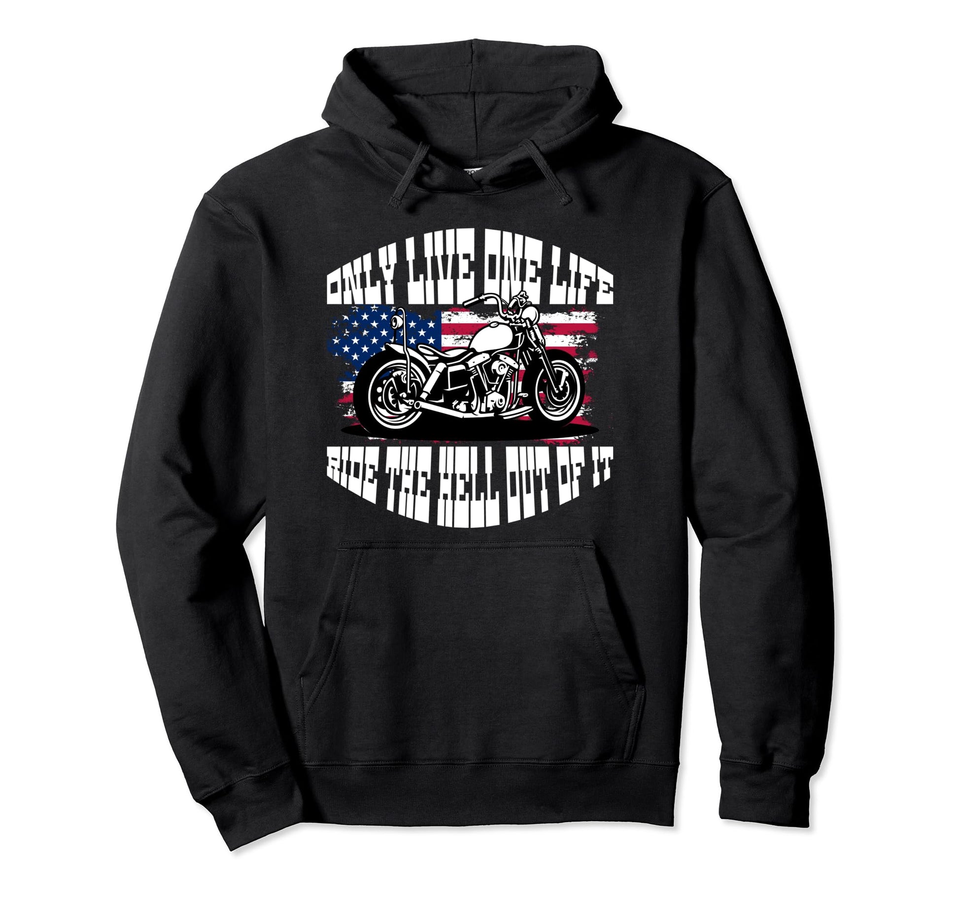 Us Flag Biker Dad Motorcycle Fathers Hoodie - Minimalist Print for Adults - T-Shirt, Sweatshirt, Hoodie
