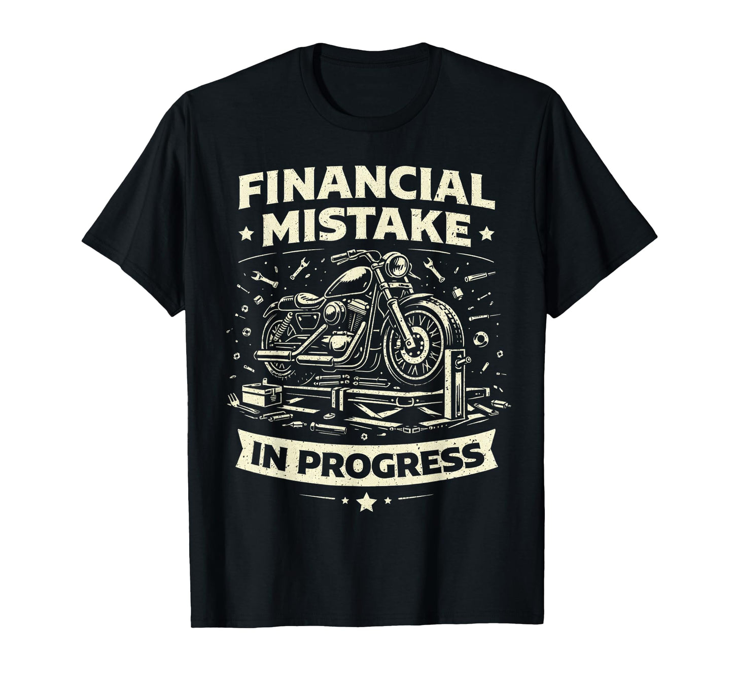 Financial Mistake Progress Motorcycle T-Shirt - Trendy Graphic for Adults - T-Shirt, Sweatshirt, Hoodie