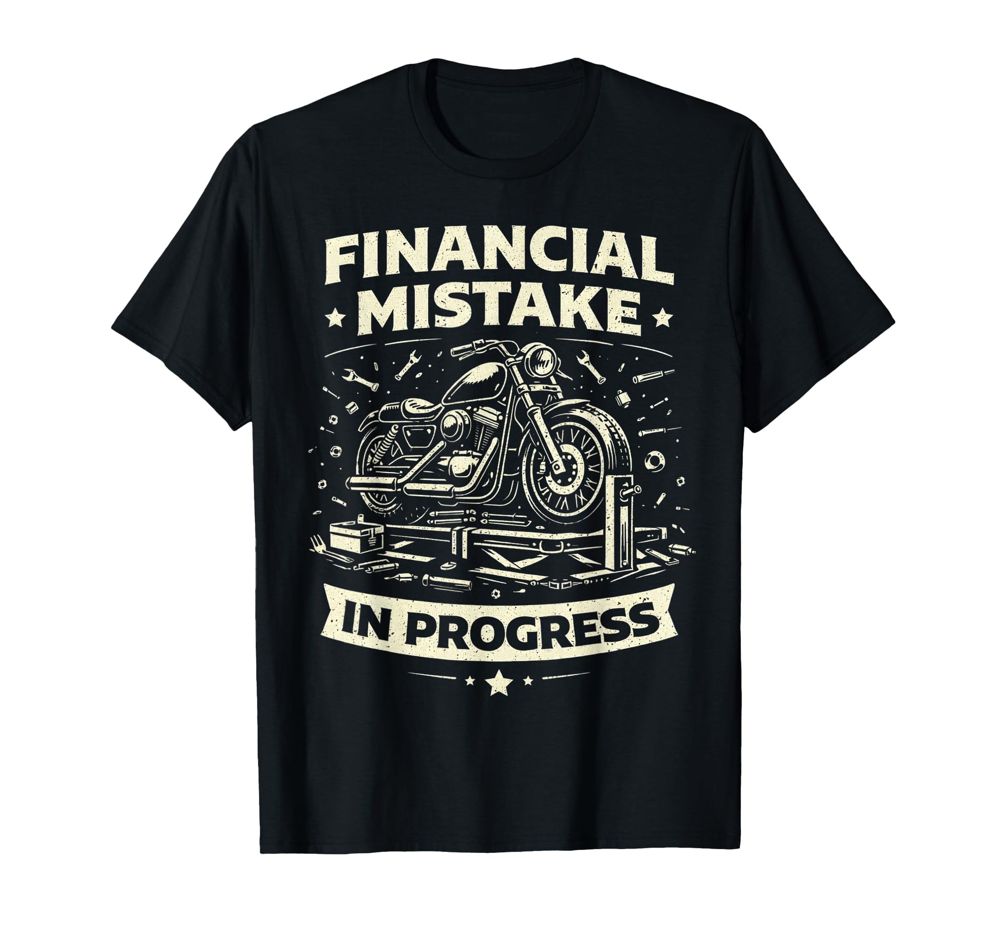 Financial Mistake Progress Motorcycle T-Shirt - Trendy Graphic for Adults - T-Shirt, Sweatshirt, Hoodie