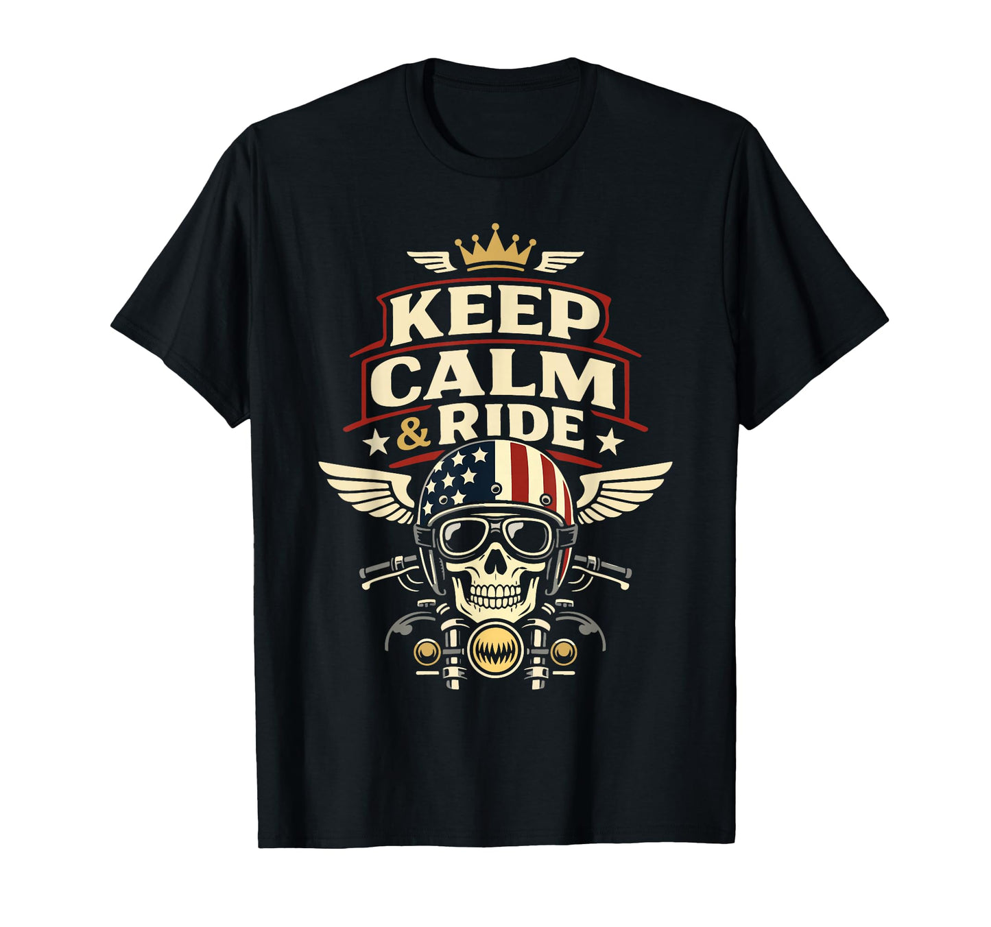 Motorcycle Biker Keep Calm Ride T-Shirt - Fun Novelty Design Unisex - T-Shirt, Sweatshirt, Hoodie