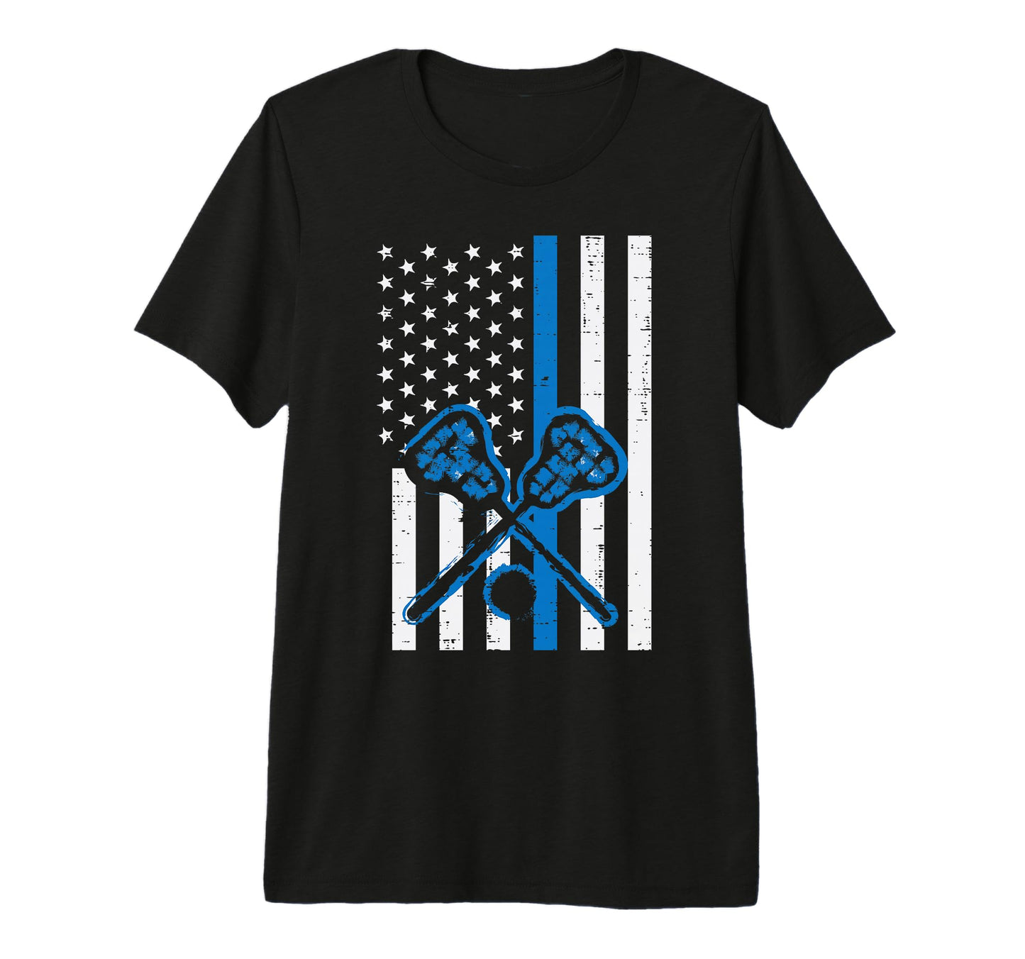 Us Flag Blue Line Lacrosse Lax Police T-Shirt - Aesthetic Graphic Unisex - T-Shirt, Sweatshirt, Hoodie