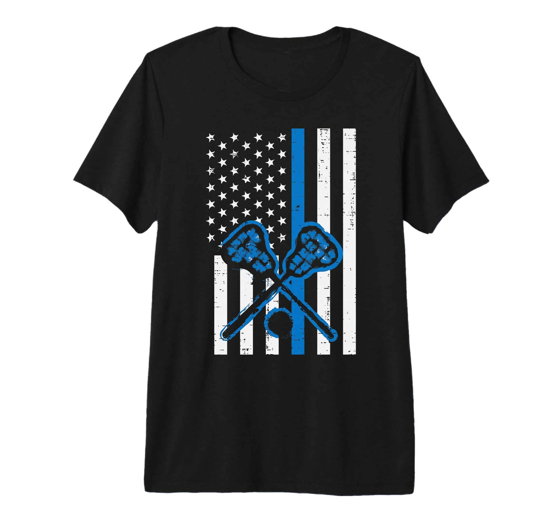 Us Flag Blue Line Lacrosse Lax Police T-Shirt - Aesthetic Graphic Unisex - T-Shirt, Sweatshirt, Hoodie