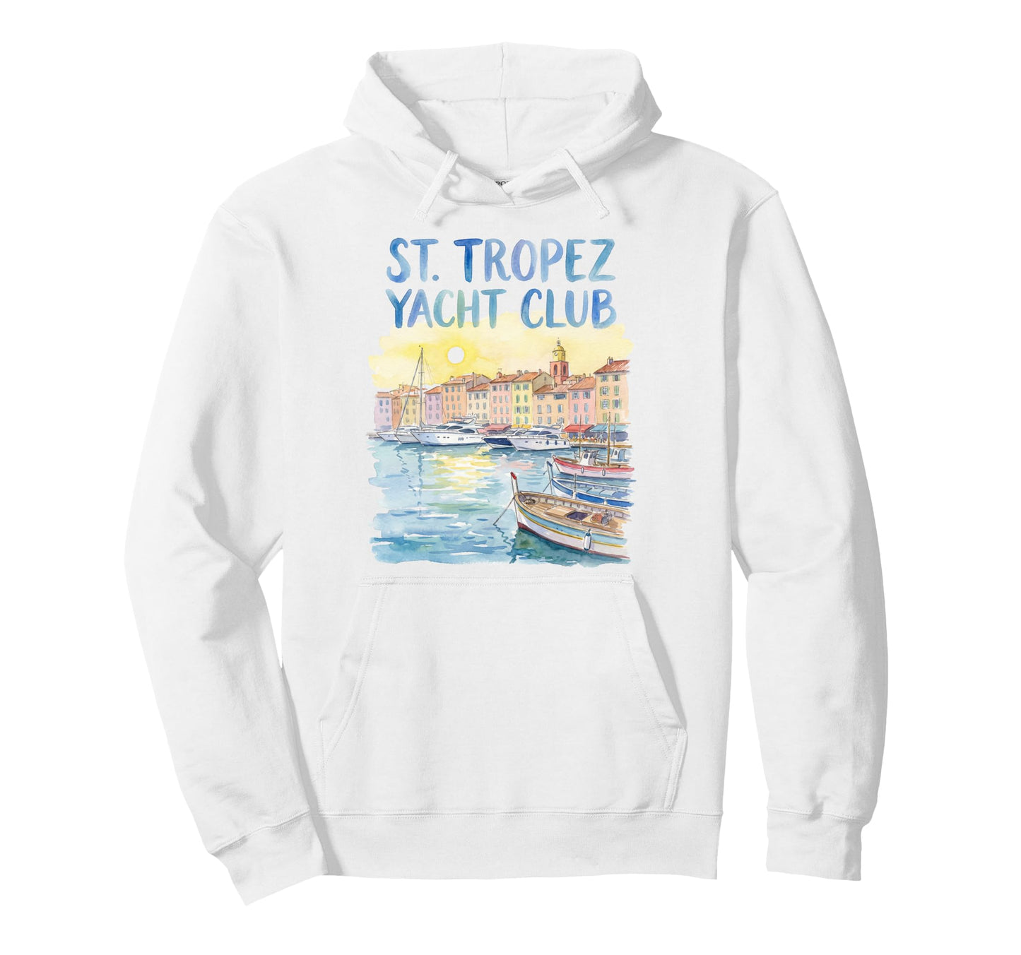 St Tropez Yacht Club Watercolor Hoodie - Unique Graphic Unisex - T-Shirt, Sweatshirt, Hoodie