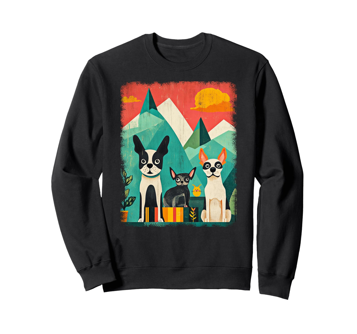 Mid Century Modern Dogs 50S 60S Sweatshirt - Trendy Graphic Unisex - T-Shirt, Sweatshirt, Hoodie