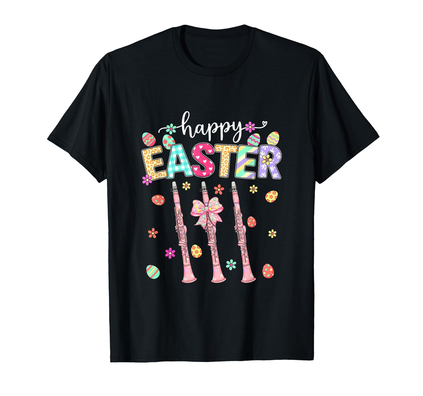 Happy Easter Clarinet Player Bow Tie T-Shirt - Minimalist Print Unisex - T-Shirt, Sweatshirt, Hoodie