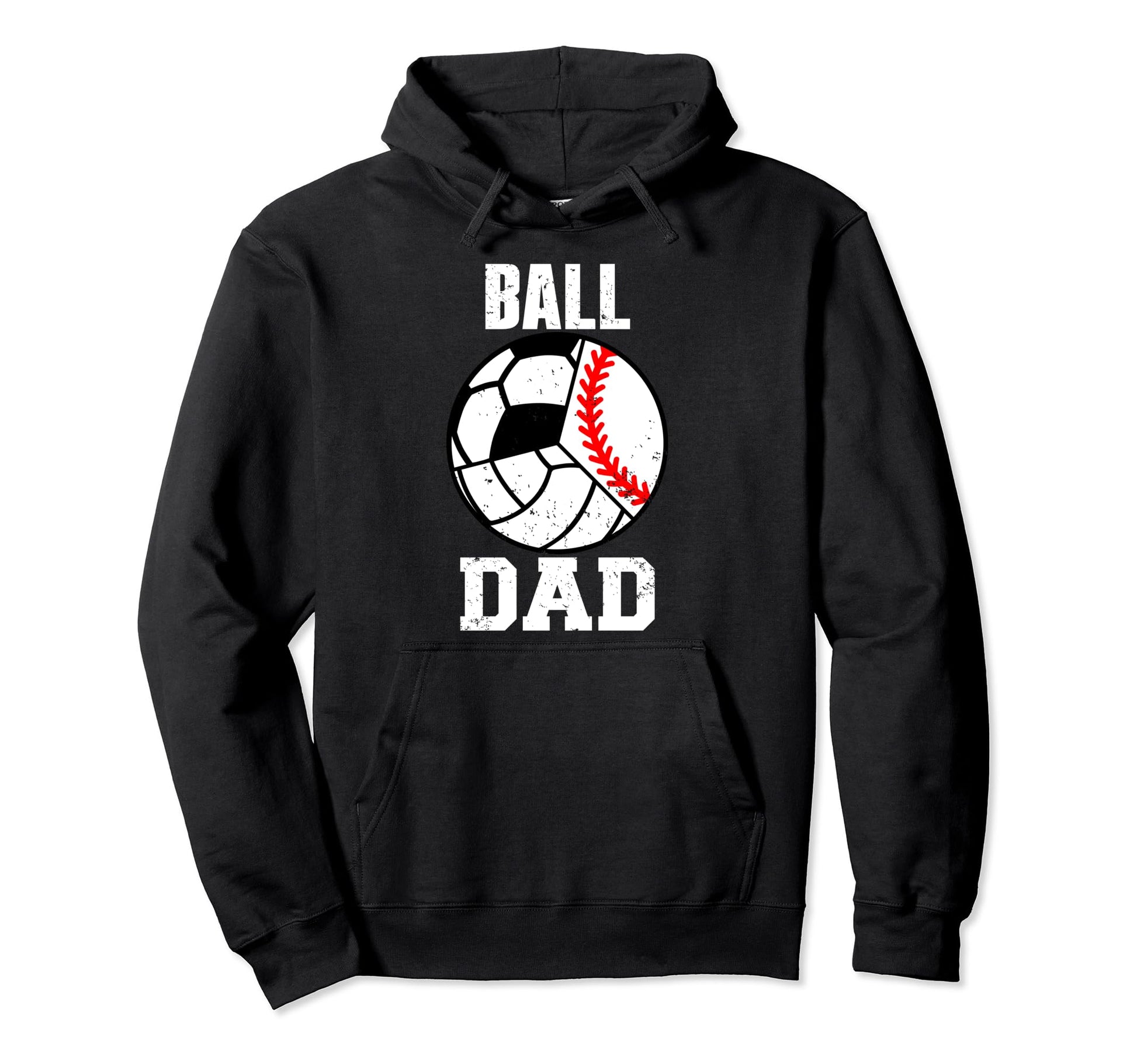 Ball Dad Funny Baseball Soccer Hoodie - Minimalist Print Men Women - T-Shirt, Sweatshirt, Hoodie