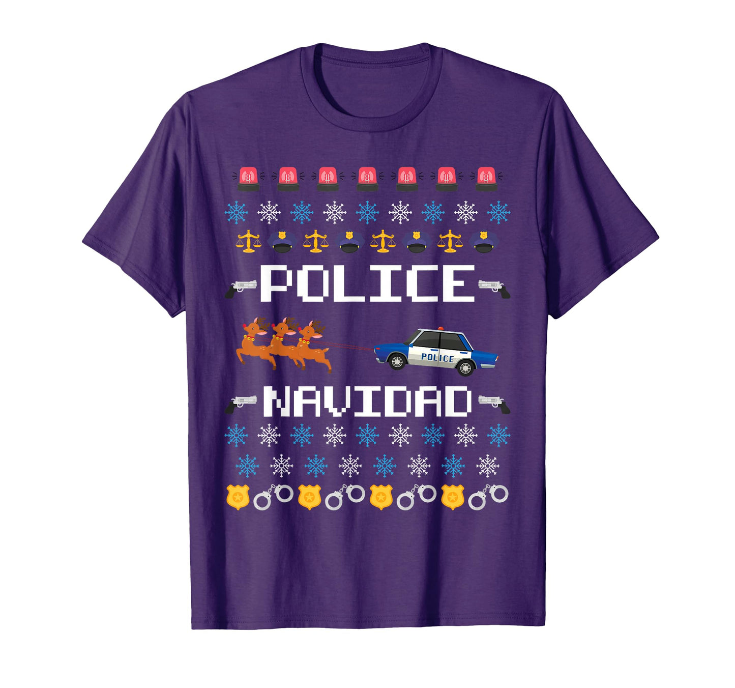 Police Navidad Ugly Policeman Officer T-Shirt - Minimalist Print Men Women - T-Shirt, Sweatshirt, Hoodie