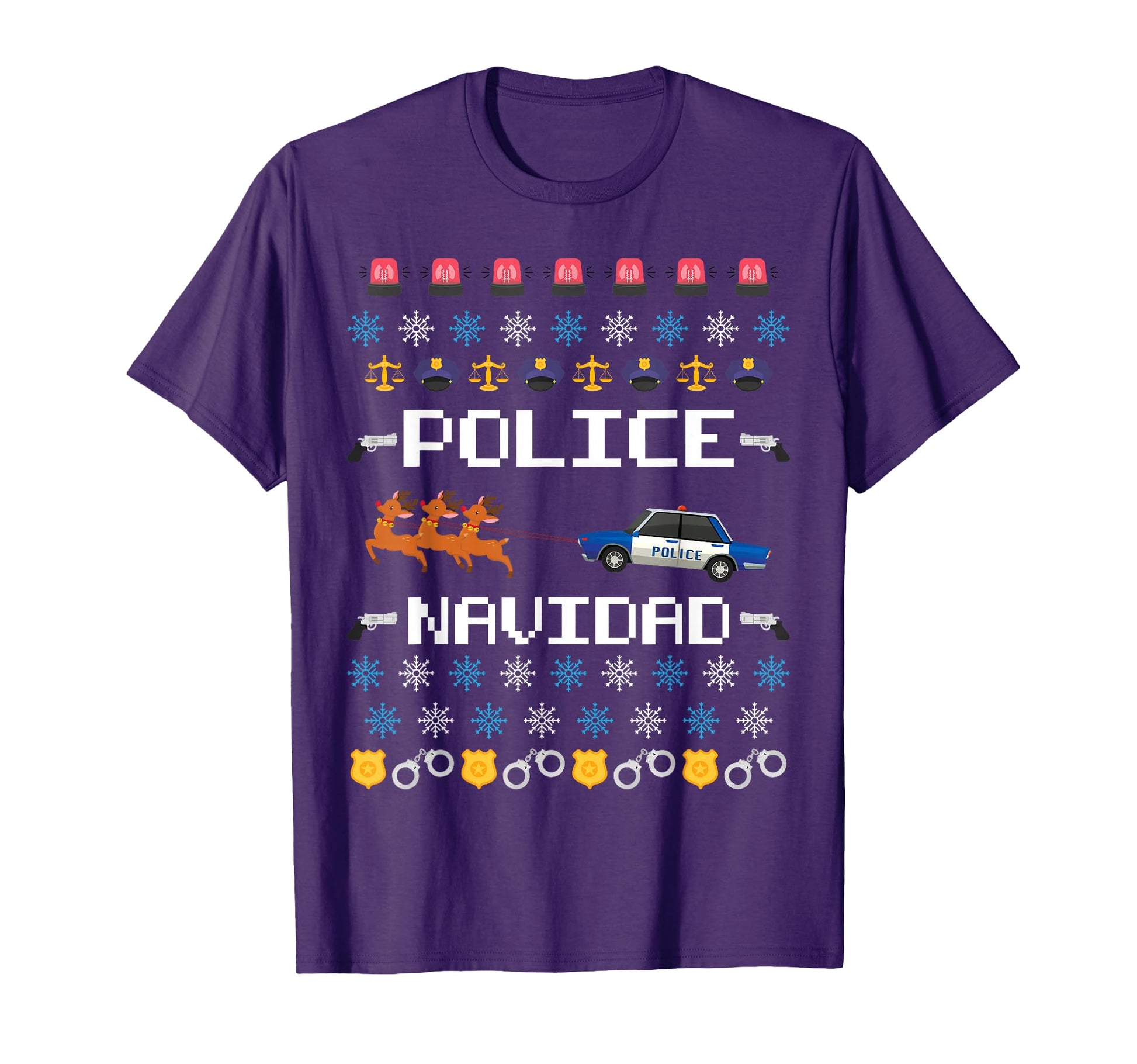 Police Navidad Ugly Policeman Officer T-Shirt - Minimalist Print Men Women - T-Shirt, Sweatshirt, Hoodie