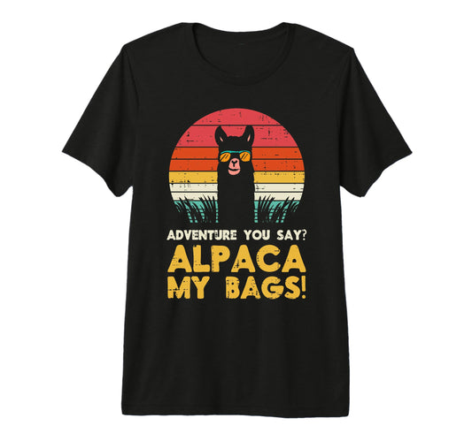Adventure Alpaca My Bags Sunset T-Shirt - Casual Everyday Wear Unisex - T-Shirt, Sweatshirt, Hoodie