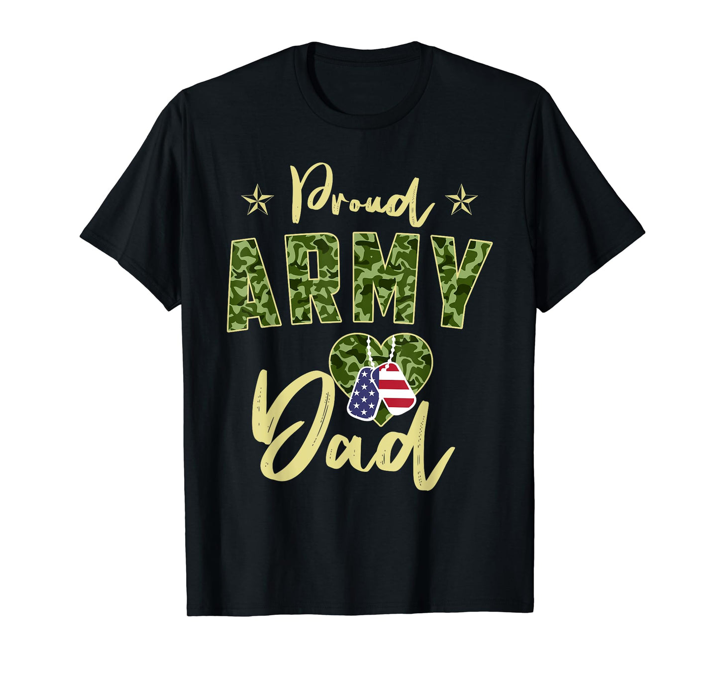 Proud Army Dad Camou Dog Tag Usa T-Shirt - Trendy Graphic for Adults - T-Shirt, Sweatshirt, Hoodie