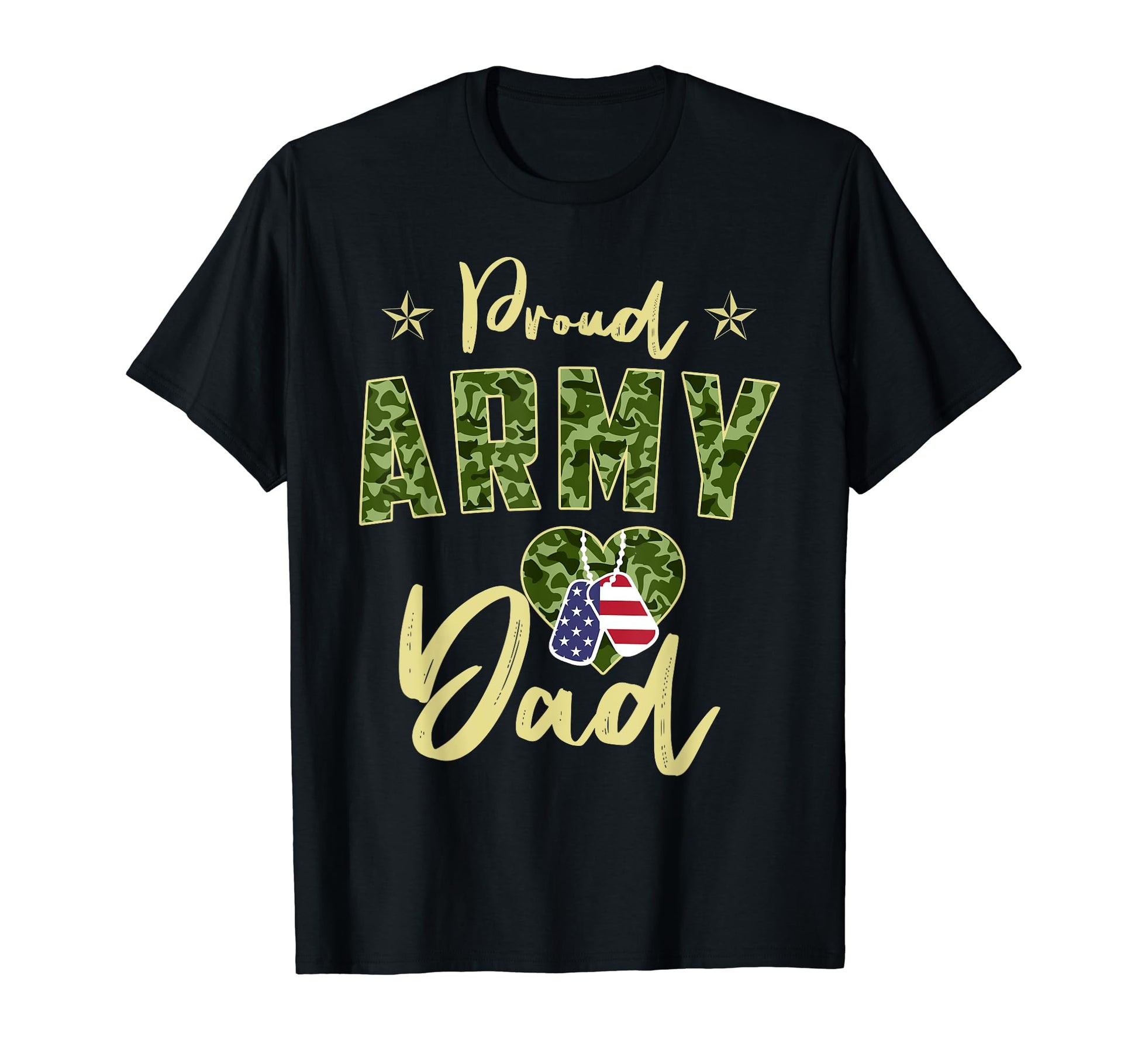 Proud Army Dad Camou Dog Tag Usa T-Shirt - Trendy Graphic for Adults - T-Shirt, Sweatshirt, Hoodie
