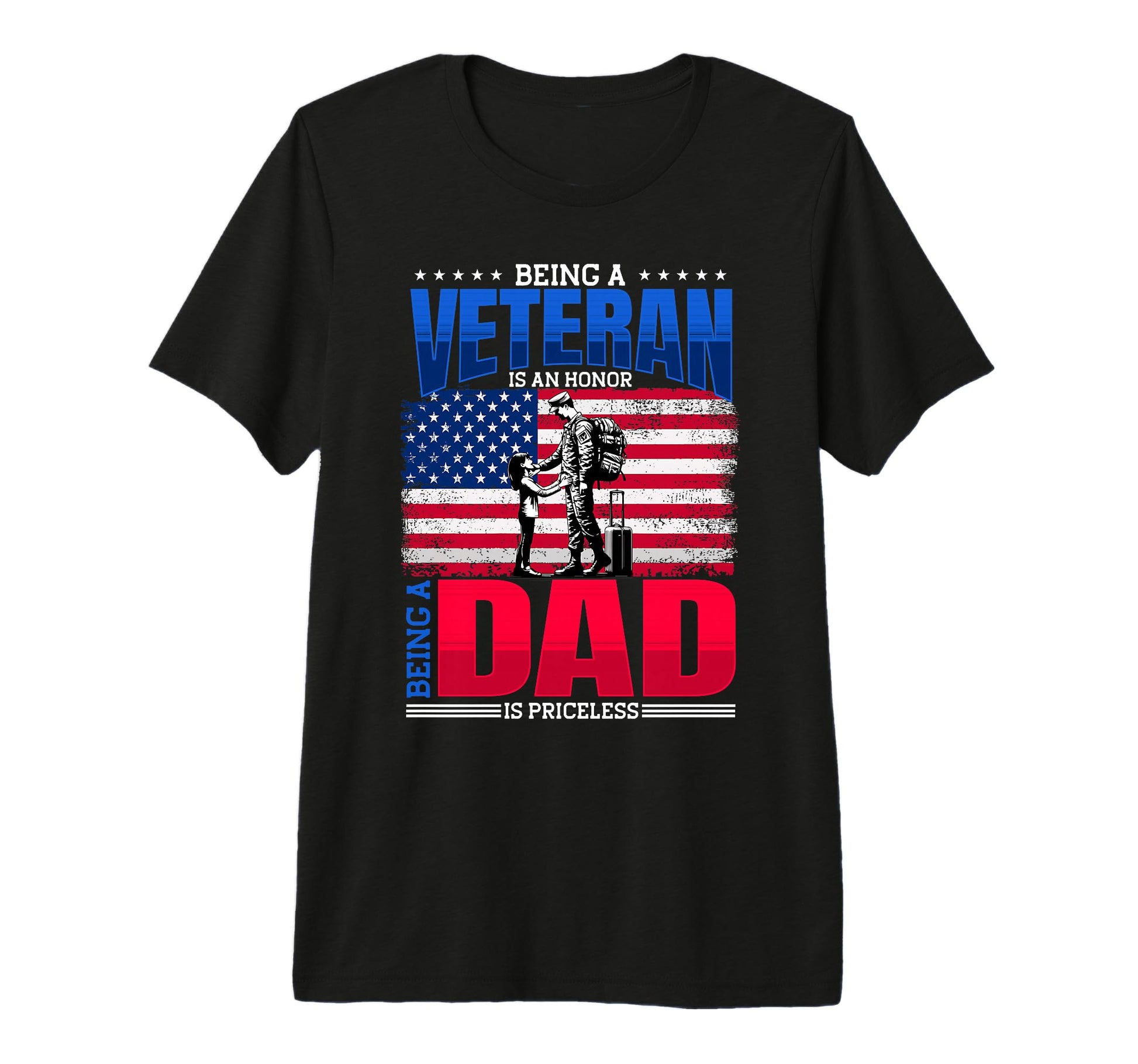 Mens Veteran Dad Soldier Patriotic T-Shirt - Aesthetic Graphic for Adults - T-Shirt, Sweatshirt, Hoodie