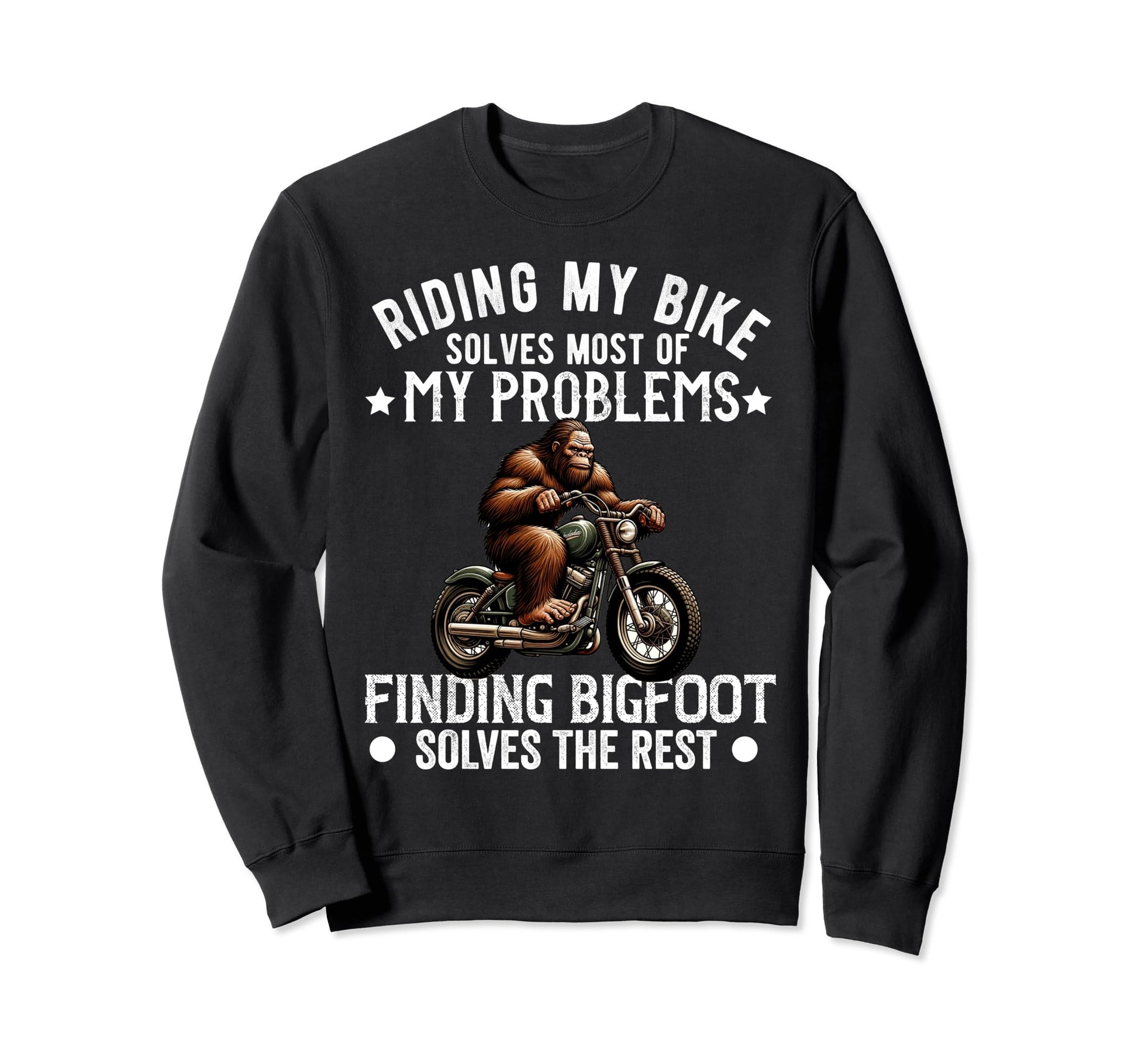 Motorcycle Bigfoot Sasquatch Dad Biker Sweatshirt - Trendy Graphic Unisex - T-Shirt, Sweatshirt, Hoodie
