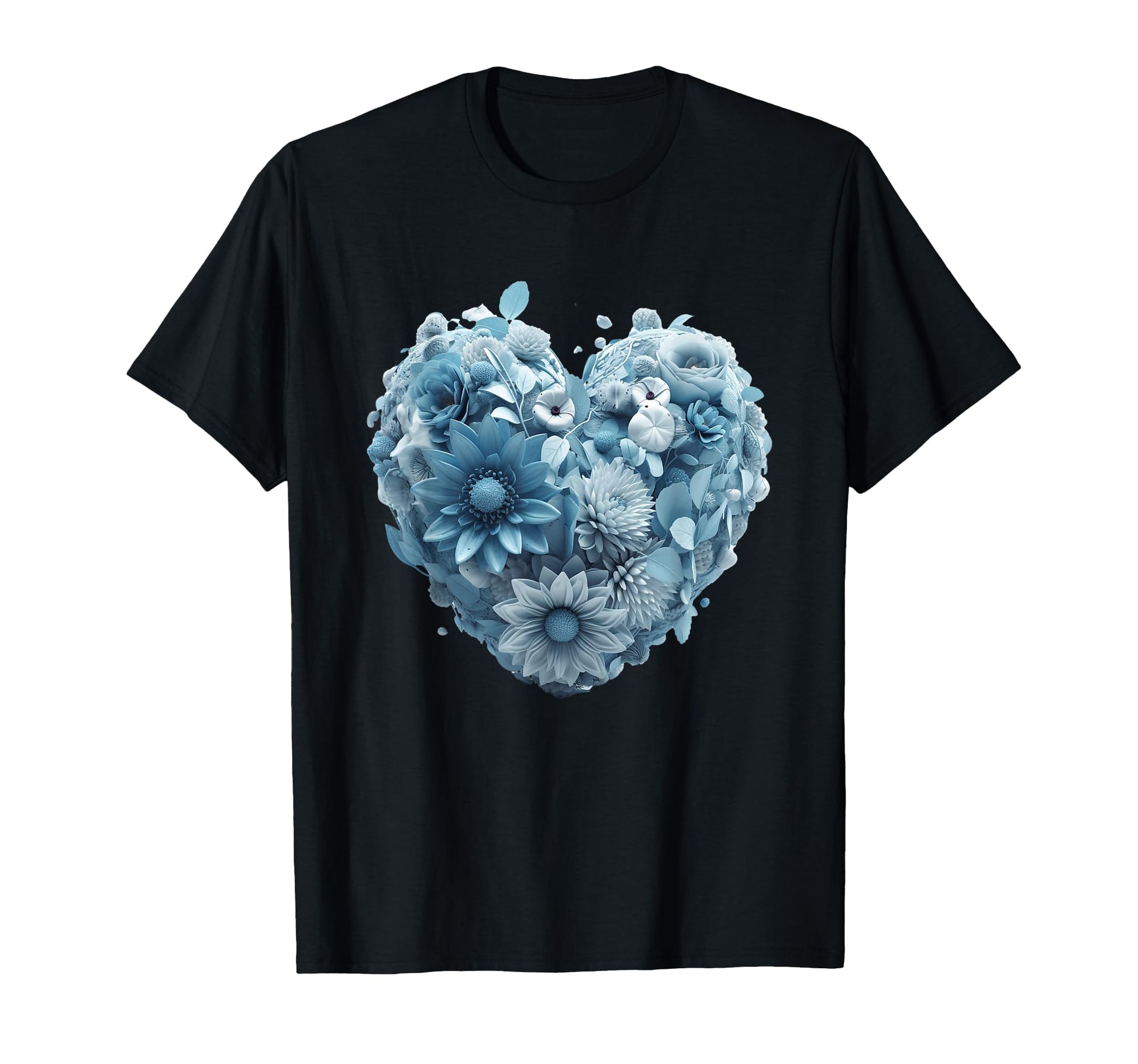 Light Blue Heart Made Flowers T-Shirt - Trendy Graphic Unisex - T-Shirt, Sweatshirt, Hoodie