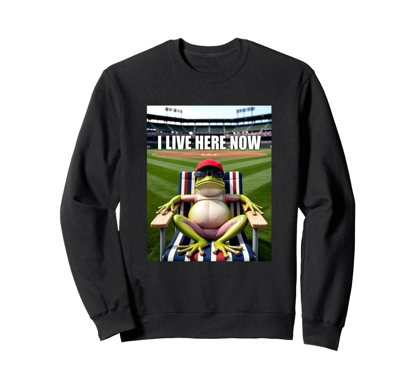 Frog Baseball Mom Dad I Live Here Now Sweatshirt - Minimalist Print Unisex - T-Shirt, Sweatshirt, Hoodie