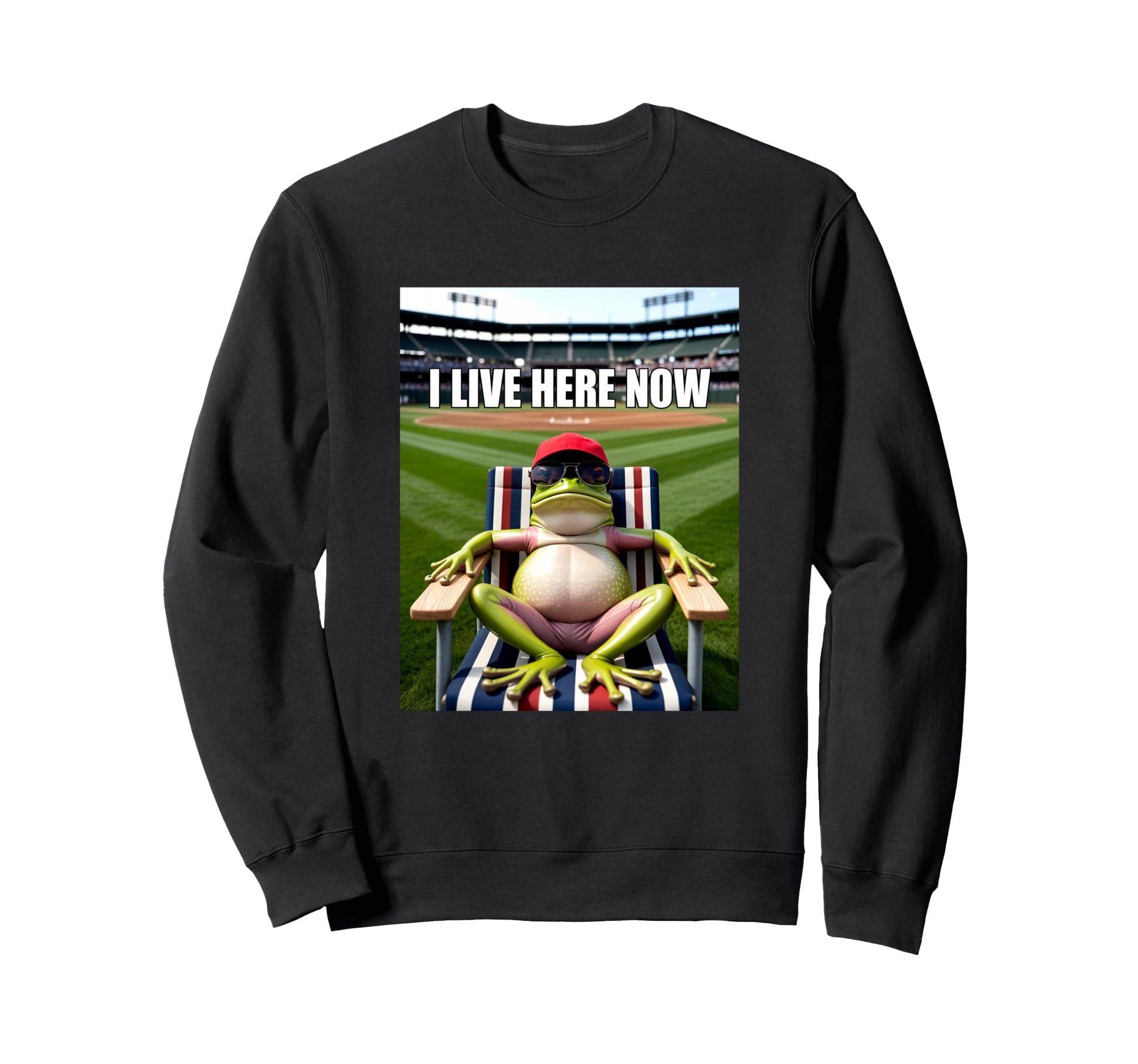 Frog Baseball Mom Dad I Live Here Now Sweatshirt - Minimalist Print Unisex - T-Shirt, Sweatshirt, Hoodie