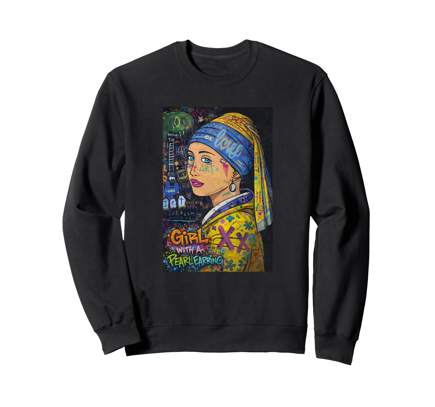 Graffiti Pearl Earring Colorful Sweatshirt - Custom Art Print Men Women - T-Shirt, Sweatshirt, Hoodie