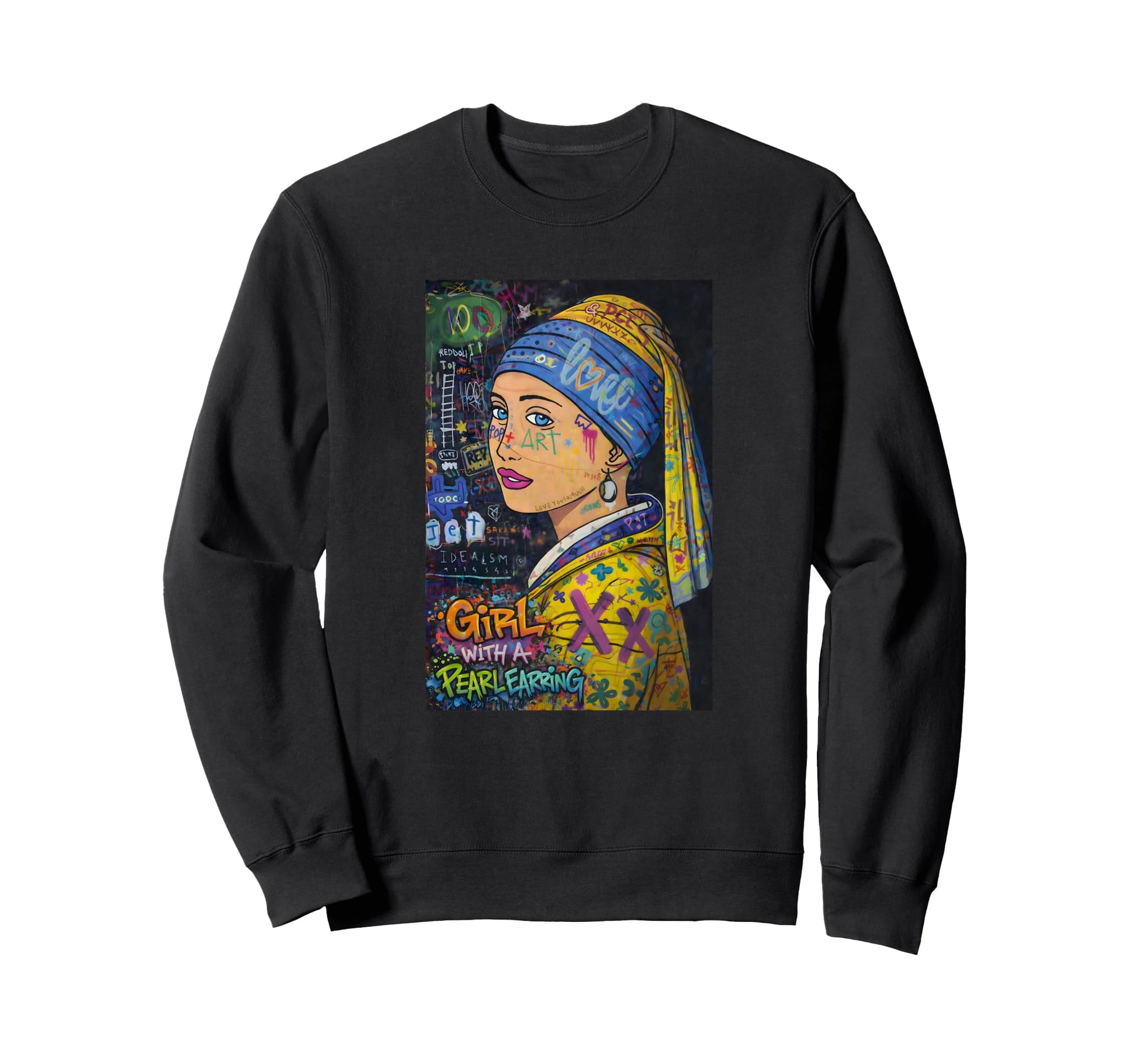 Graffiti Pearl Earring Colorful Sweatshirt - Custom Art Print Men Women - T-Shirt, Sweatshirt, Hoodie