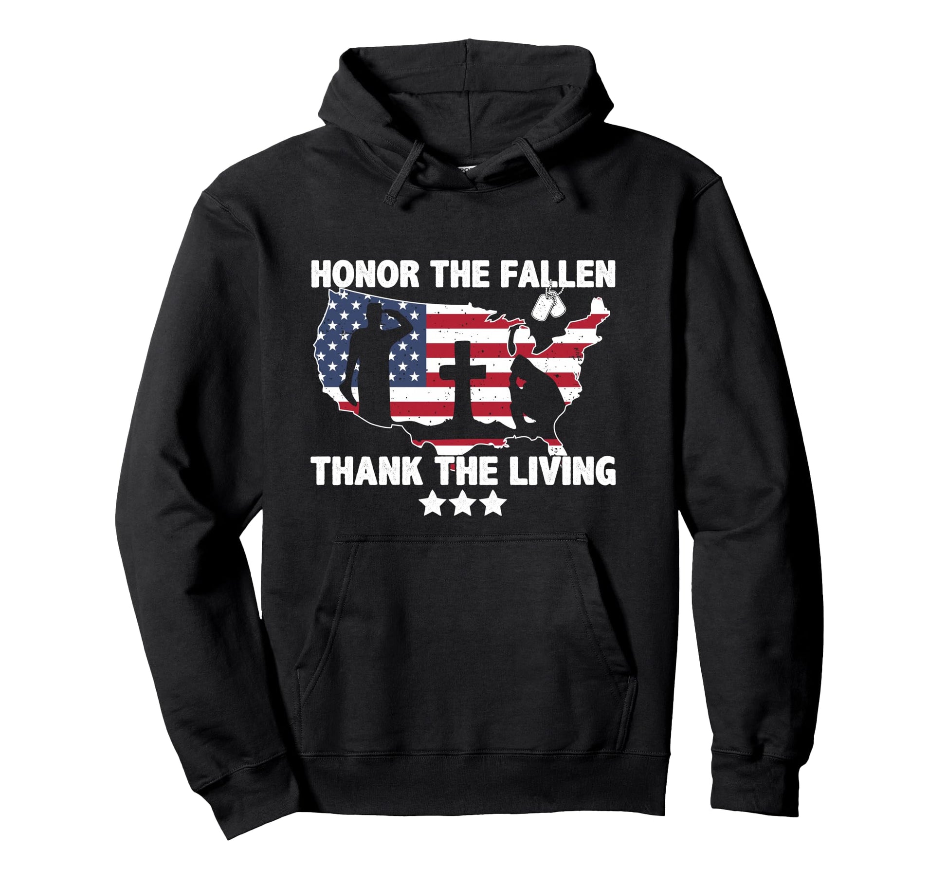 Honor Fallen Thank Living American Hoodie - Custom Art Print for Adults - T-Shirt, Sweatshirt, Hoodie
