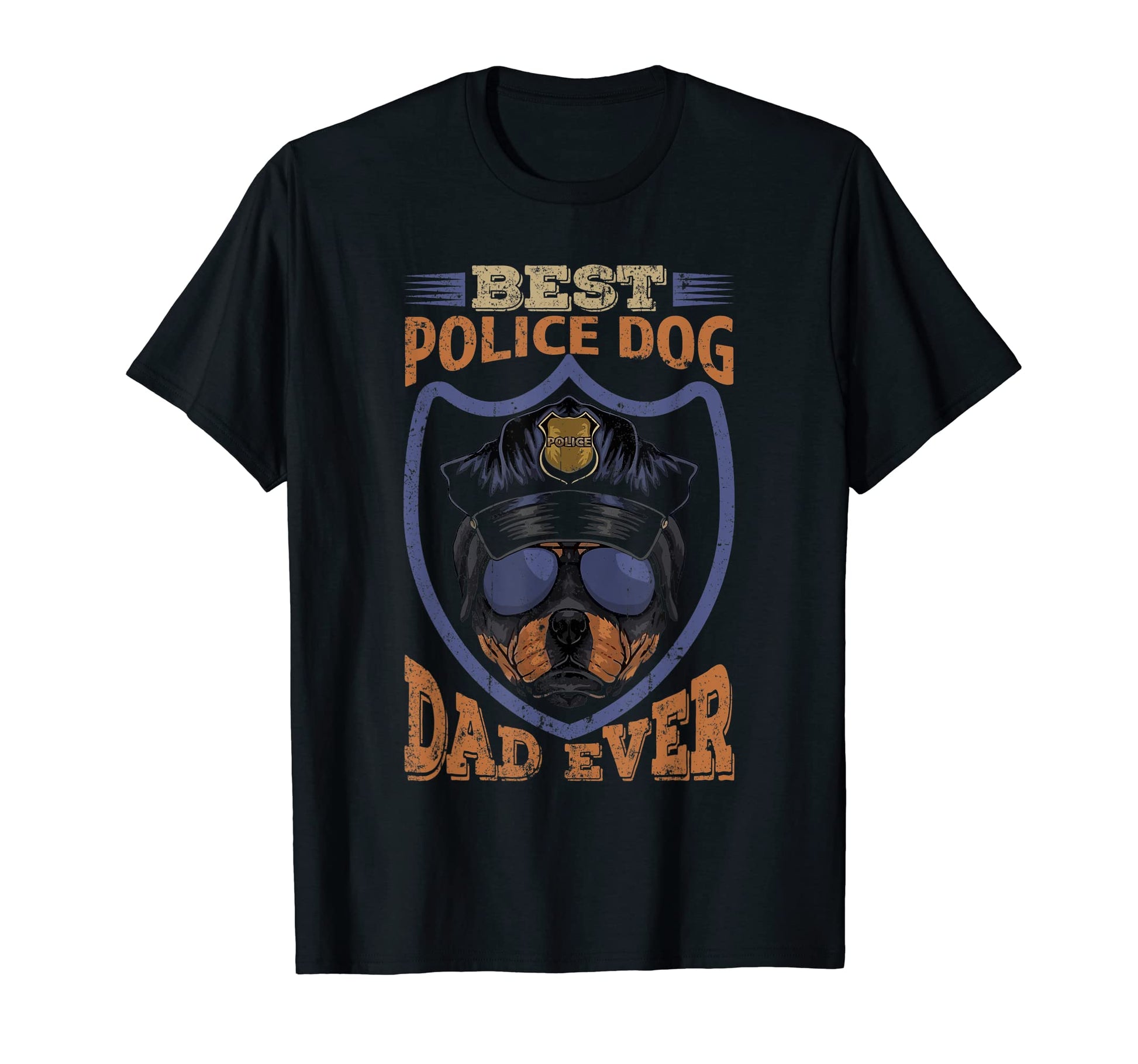 Best Police Dog Dad Ever American T-Shirt - Fun Novelty Design for Adults - T-Shirt, Sweatshirt, Hoodie