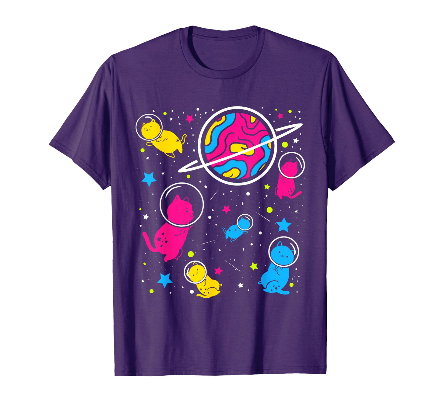 Pan Pride Cat Space Pansexual T-Shirt - Casual Everyday Wear Unisex - T-Shirt, Sweatshirt, Hoodie