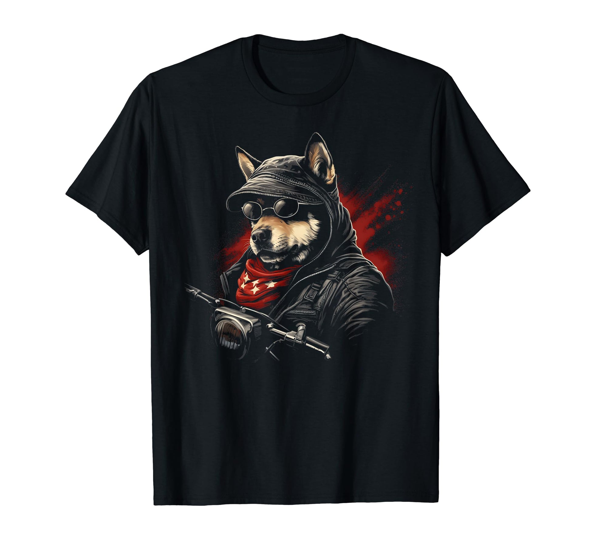 Motorcycle Dad Biker Dog Akita Dad T-Shirt - Fun Novelty Design for Adults - T-Shirt, Sweatshirt, Hoodie