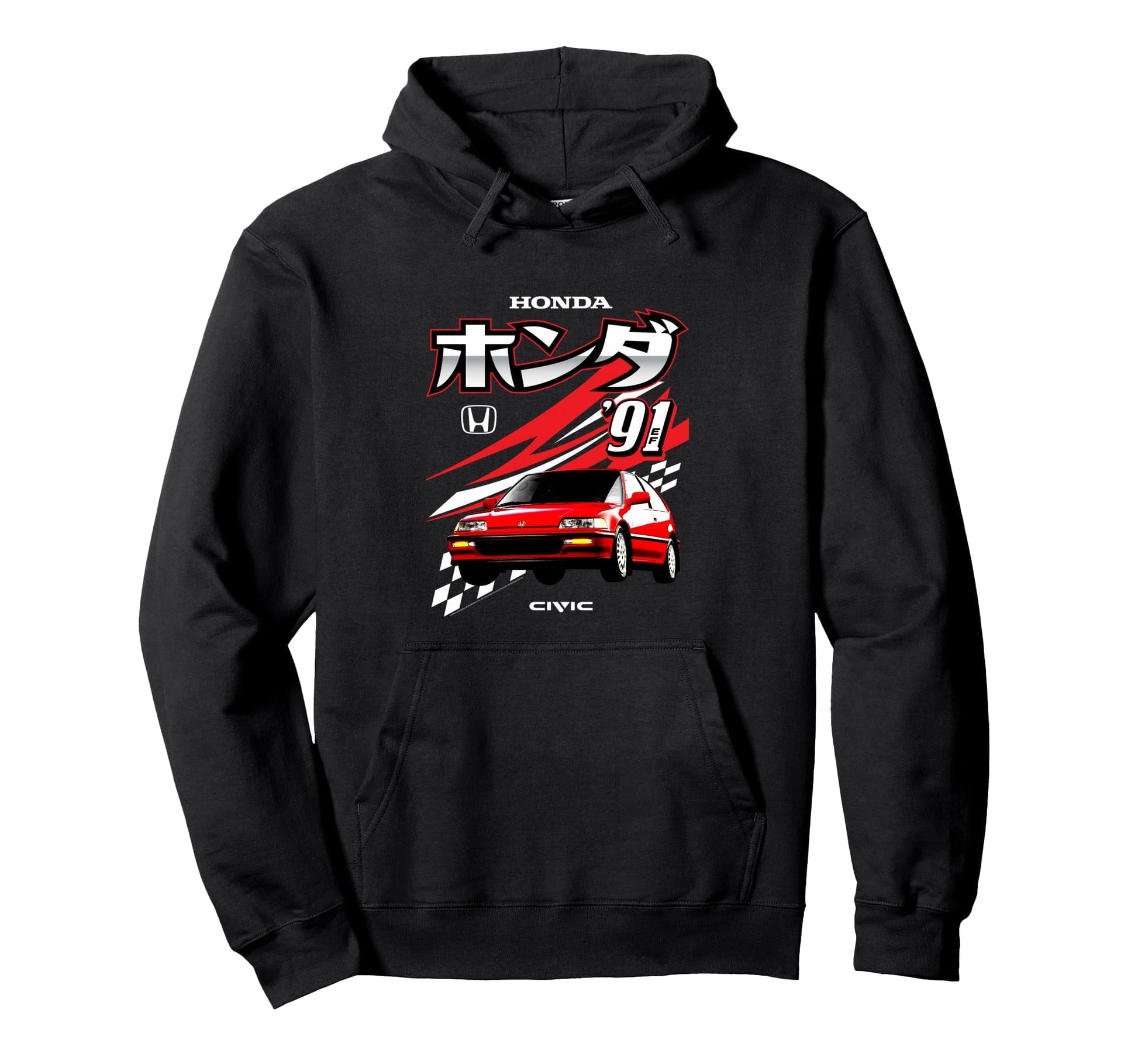 Honda 91 Ef Civic Racing Hatch Kanji Hoodie - Casual Everyday Wear Unisex - T-Shirt, Sweatshirt, Hoodie