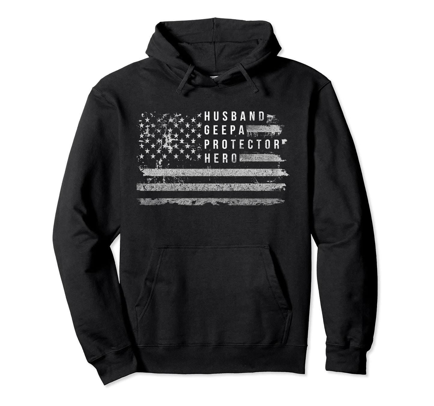 Husband Protector Hero American Flag Hoodie - Casual Everyday Wear Unisex - T-Shirt, Sweatshirt, Hoodie
