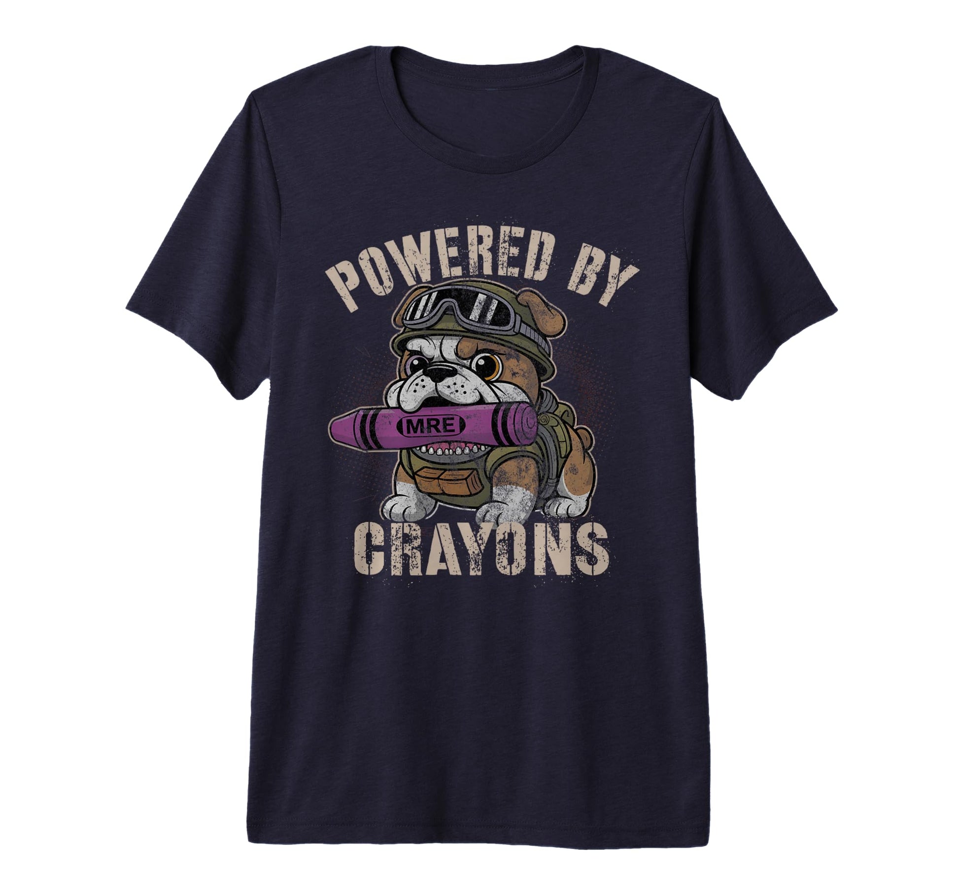 Bulldog Powered Crayons Veterans T-Shirt - Aesthetic Graphic for Adults - T-Shirt, Sweatshirt, Hoodie
