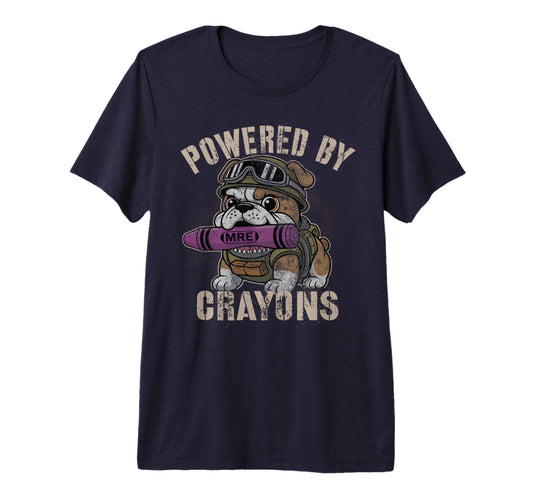 Bulldog Powered Crayons Veterans T-Shirt - Aesthetic Graphic for Adults - T-Shirt, Sweatshirt, Hoodie