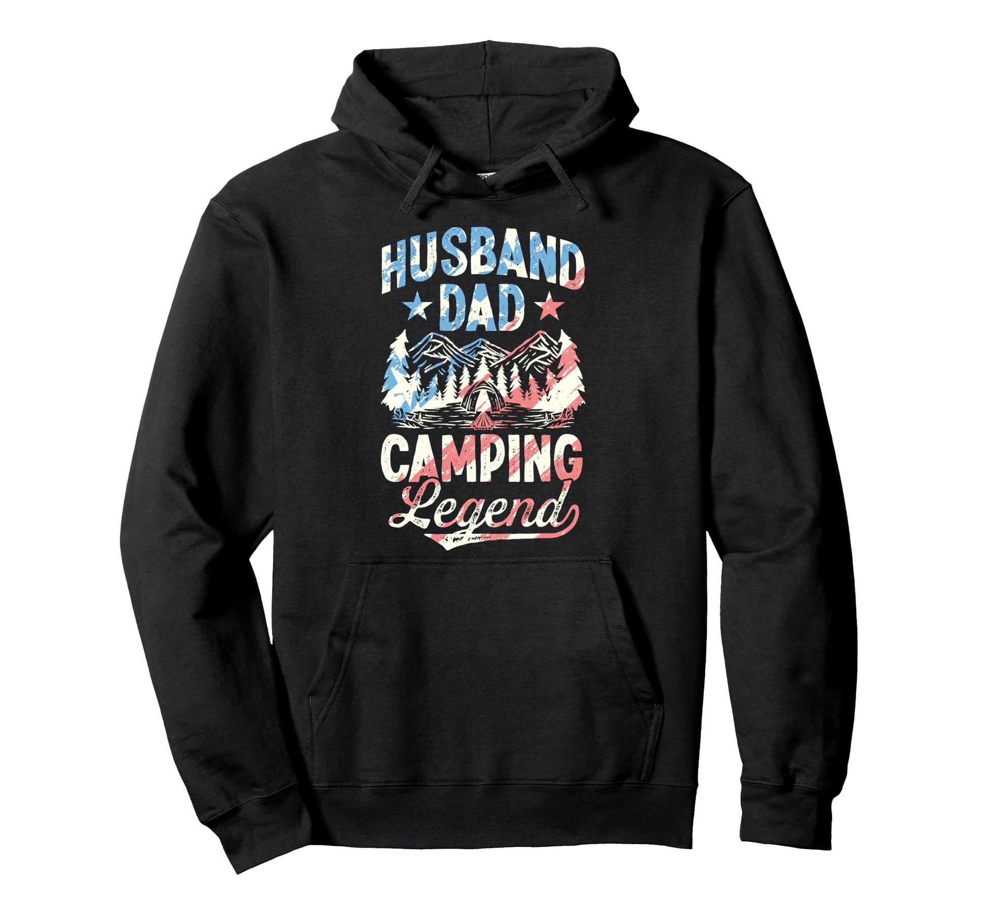 Husband Dad Camping Camo Fathers Day Hoodie - Unique Graphic Men Women - T-Shirt, Sweatshirt, Hoodie