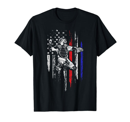 Baseball American Flag Patriotic T-Shirt - Novelty Apparel Men Women - T-Shirt, Sweatshirt, Hoodie