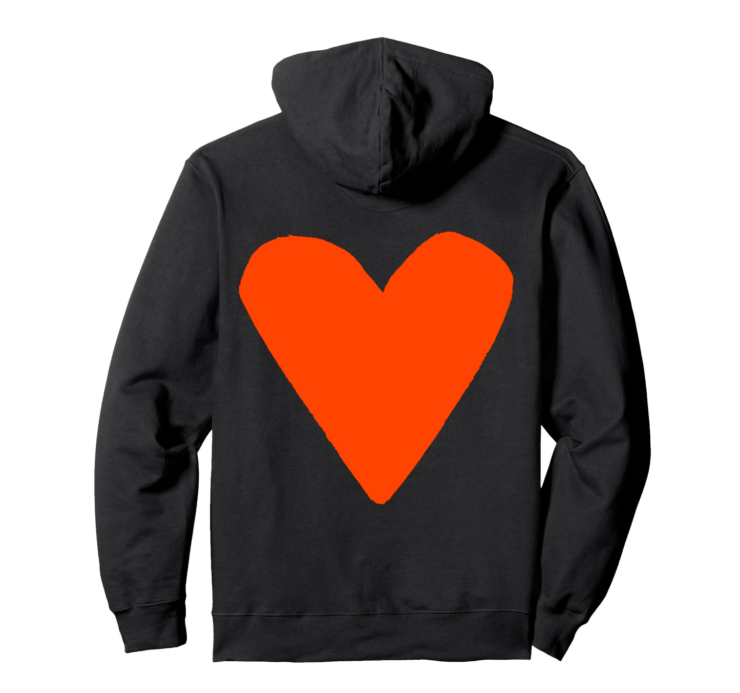 Orange Heart Back Hoodie - Trendy Graphic for Adults - T-Shirt, Sweatshirt, Hoodie