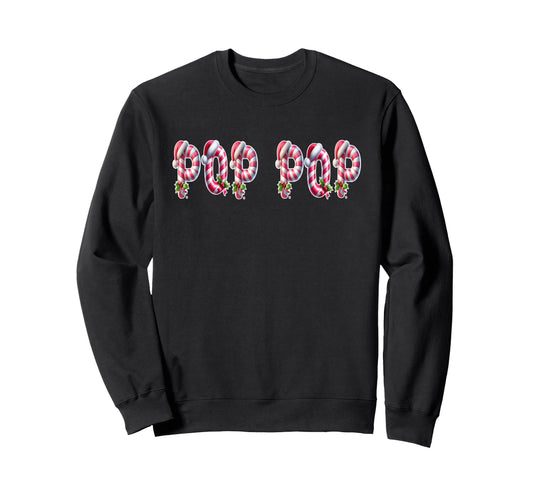 Candy Cane Grandpa Pop Pop Party Sweatshirt - Trendy Graphic for Adults - T-Shirt, Sweatshirt, Hoodie