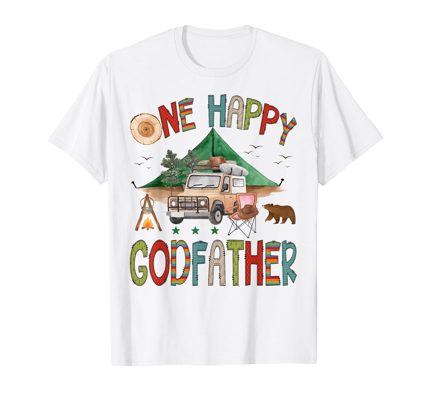 One Happy Godfather Camper 1St T-Shirt - Custom Art Print for Adults - T-Shirt, Sweatshirt, Hoodie