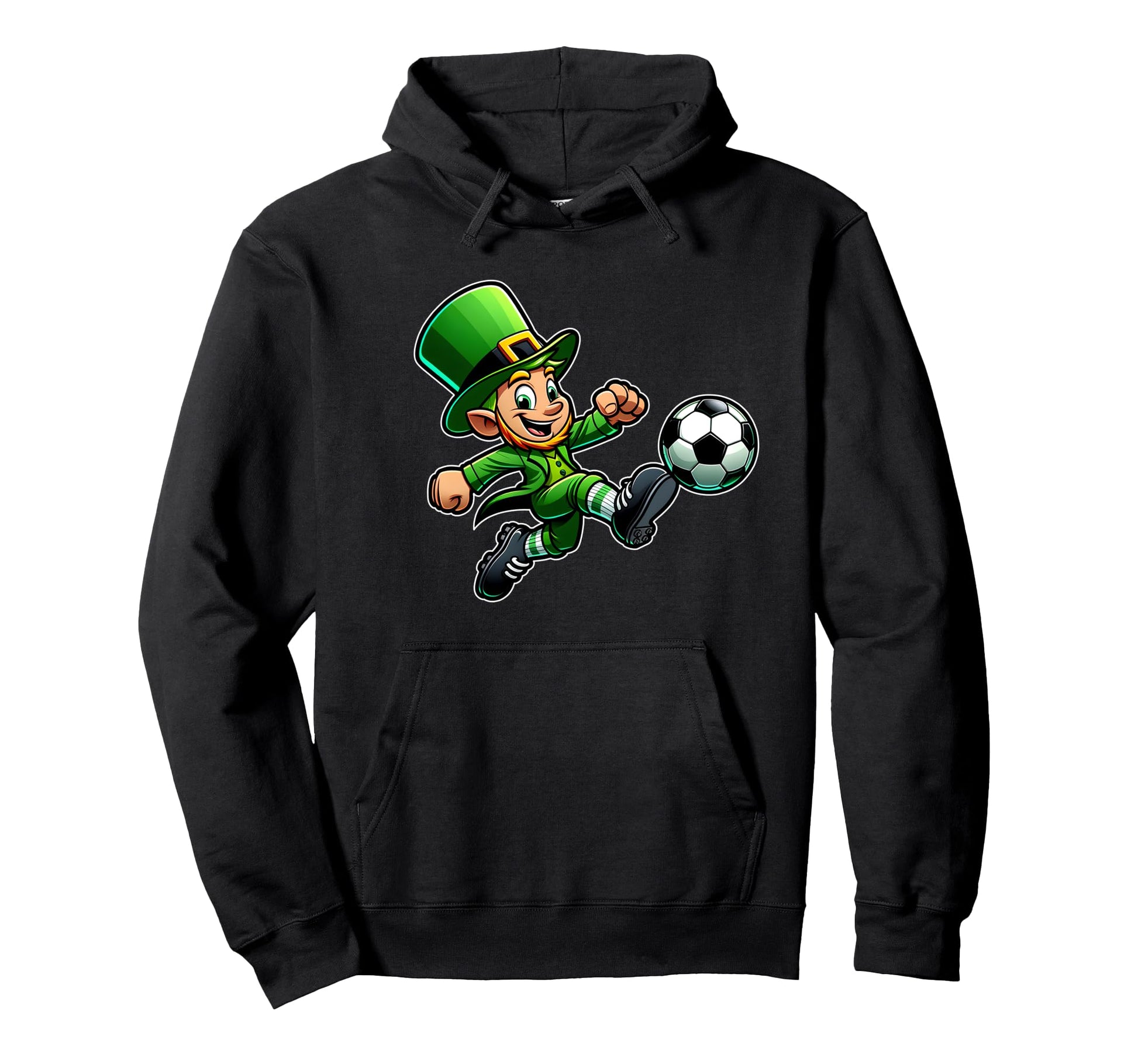 St Patricks Day Irish Leprechaun Soccer Hoodie - Trendy Graphic Men Women - T-Shirt, Sweatshirt, Hoodie