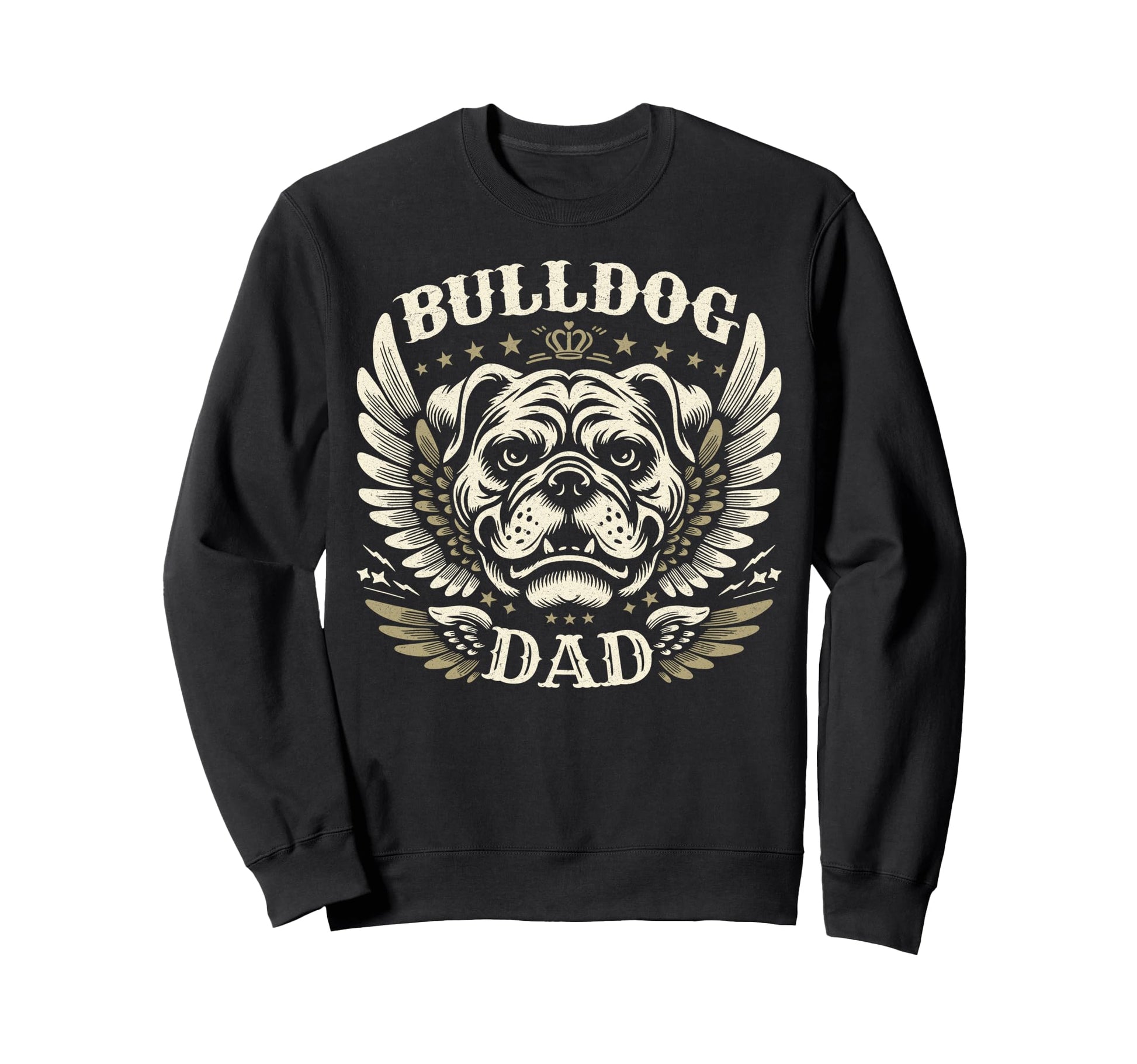 Bulldog Dad Biker Wings Motorcycle Sweatshirt - Graphic Print Men Women - T-Shirt, Sweatshirt, Hoodie