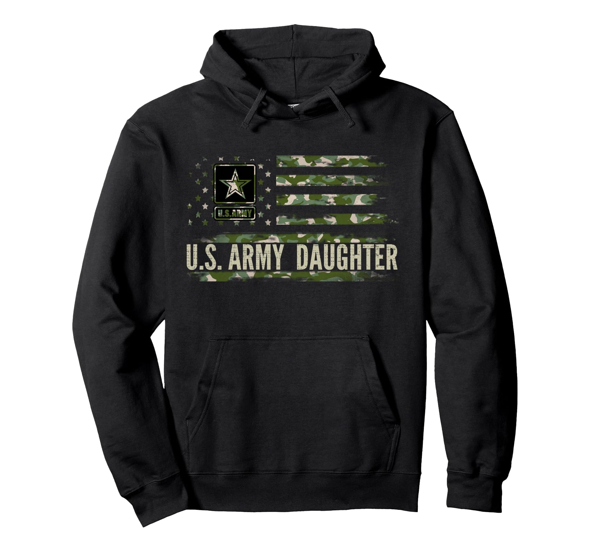 U S Army Daughter Camo American Flag Hoodie - Unique Graphic Men Women - T-Shirt, Sweatshirt, Hoodie