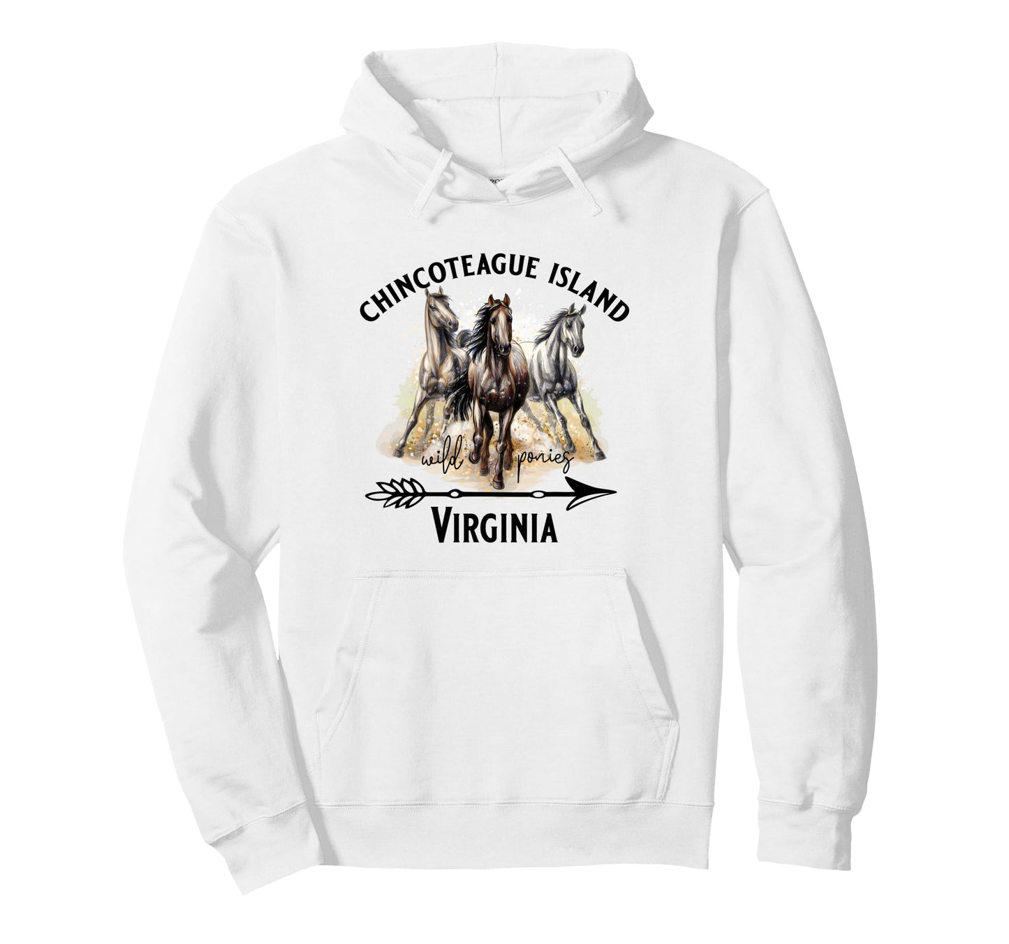 Chincoteague Island Virginia Wild Hoodie - Fun Novelty Design Men Women - T-Shirt, Sweatshirt, Hoodie