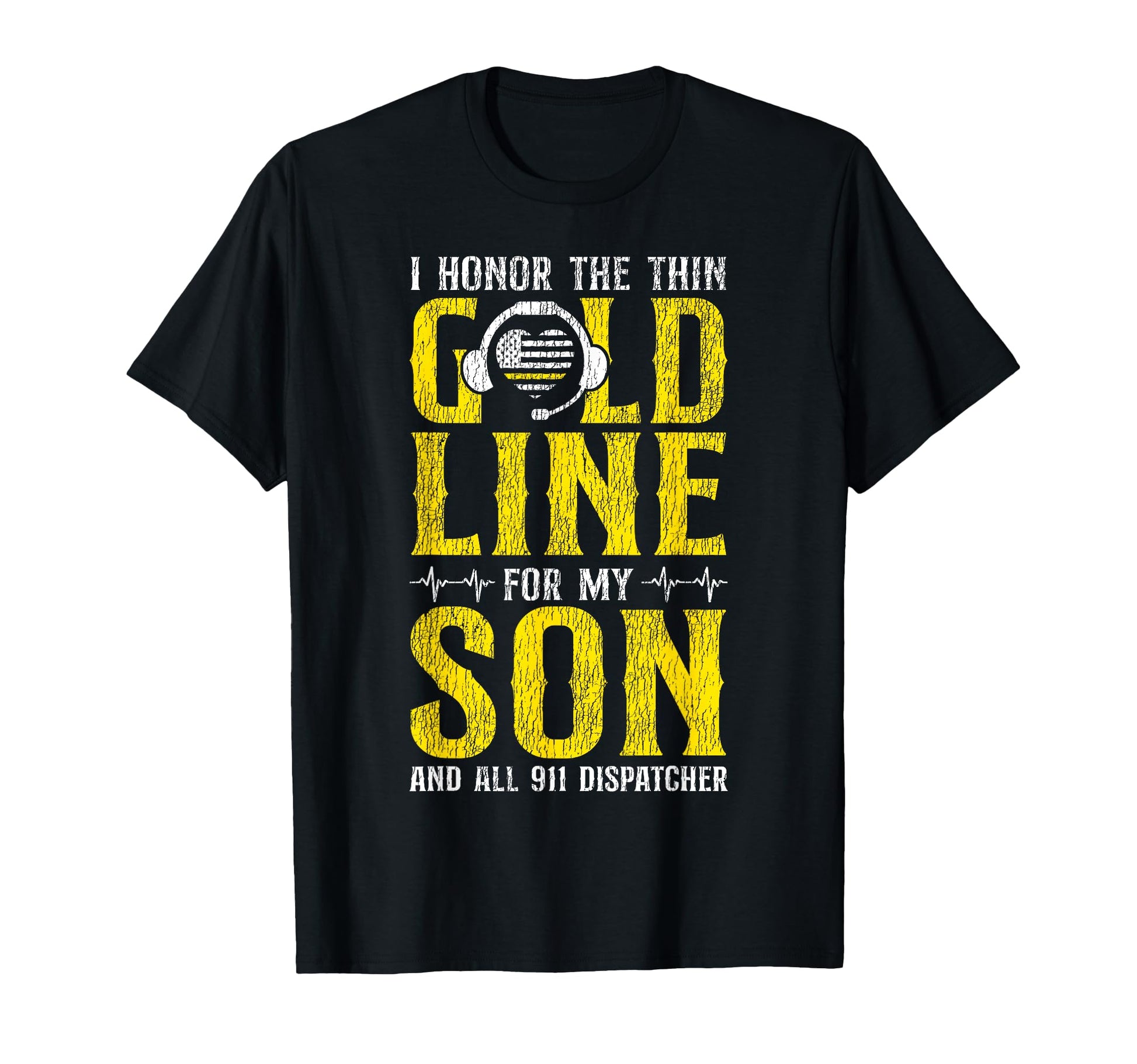 911 Dispatcher Thin Gold Yellow Line T-Shirt - Custom Art Print Men Women - T-Shirt, Sweatshirt, Hoodie