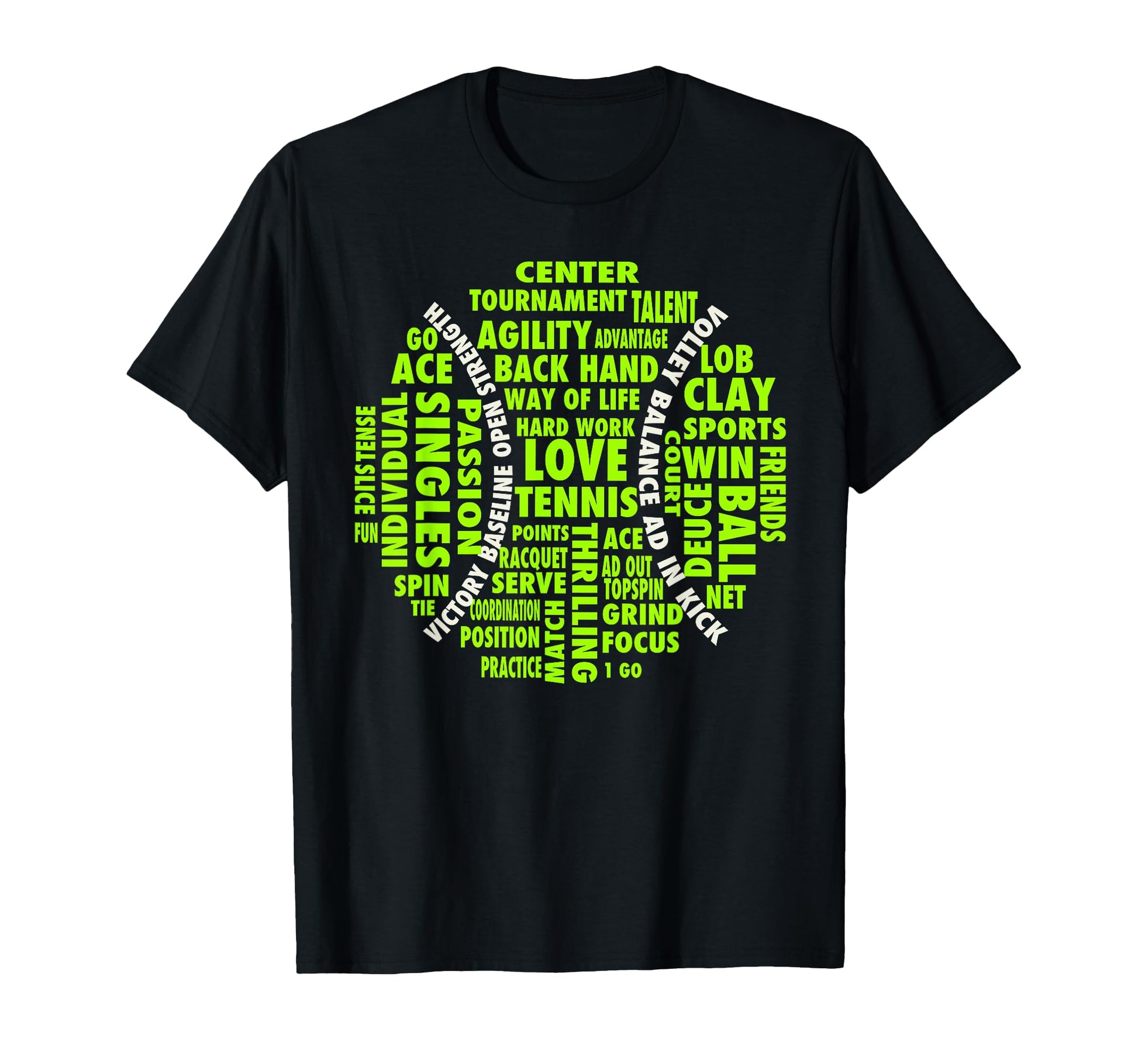 Tennis Ball Word Cloud Tennis T-Shirt - Aesthetic Graphic Men Women - T-Shirt, Sweatshirt, Hoodie