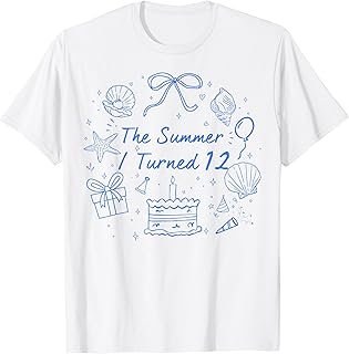 Summer I Turned 12 Coastal Bow Seashell 12th Birthday Girl T-Shirt Unisex T-shirt, Sweatshirt, Hoodie, Long Sleeve Tee - T-Shirt, Sweatshirt, Hoodie