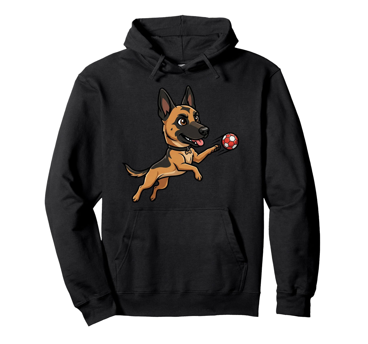Soccer Ball German Shepherd Dog Play Hoodie - Streetwear Style for Adults - T-Shirt, Sweatshirt, Hoodie