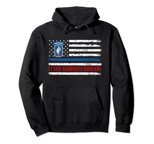173Rd Airborne Brigade American Flag Hoodie - Unique Graphic Unisex - T-Shirt, Sweatshirt, Hoodie